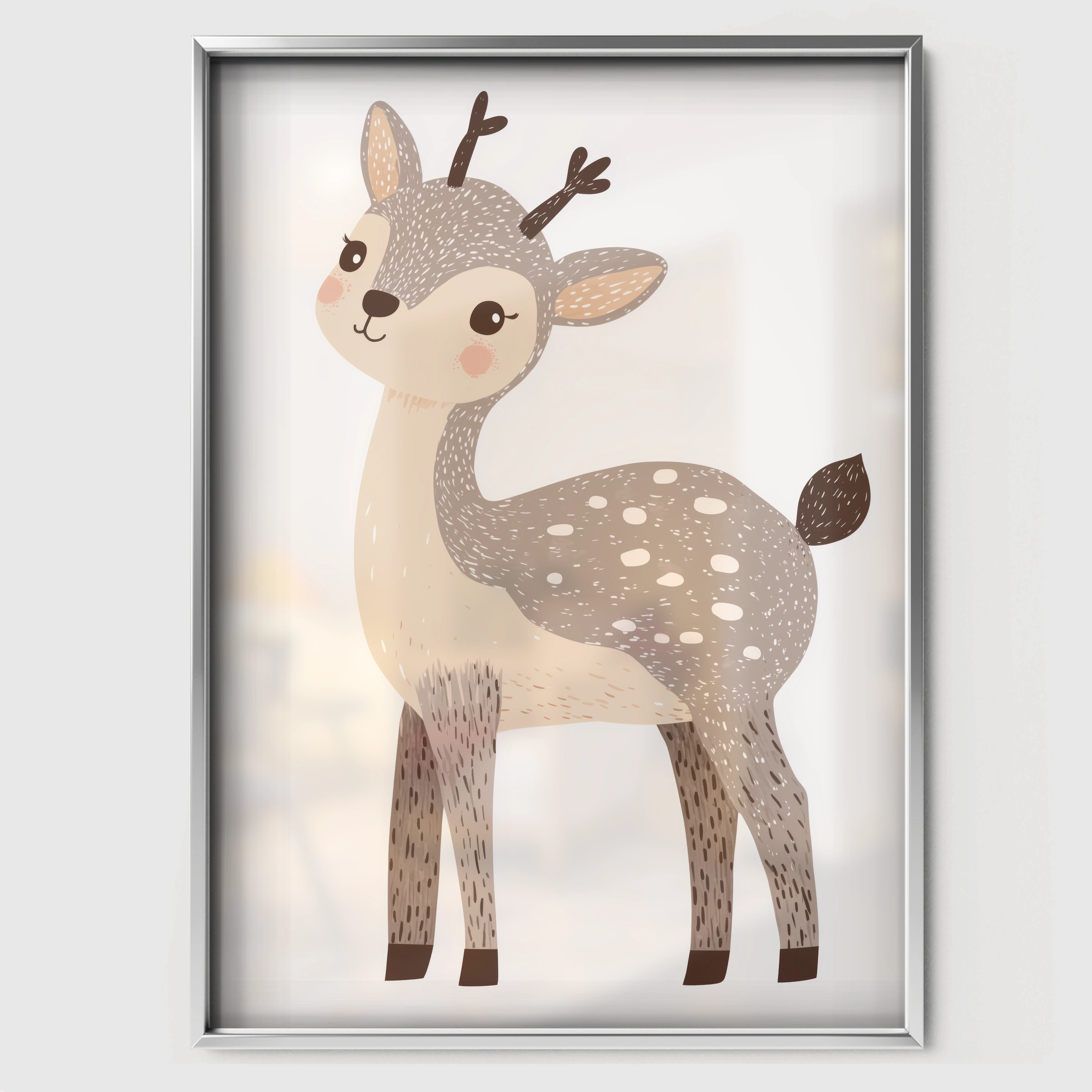 Spotted Fawn Christmas Print - white framed nursery wall art print