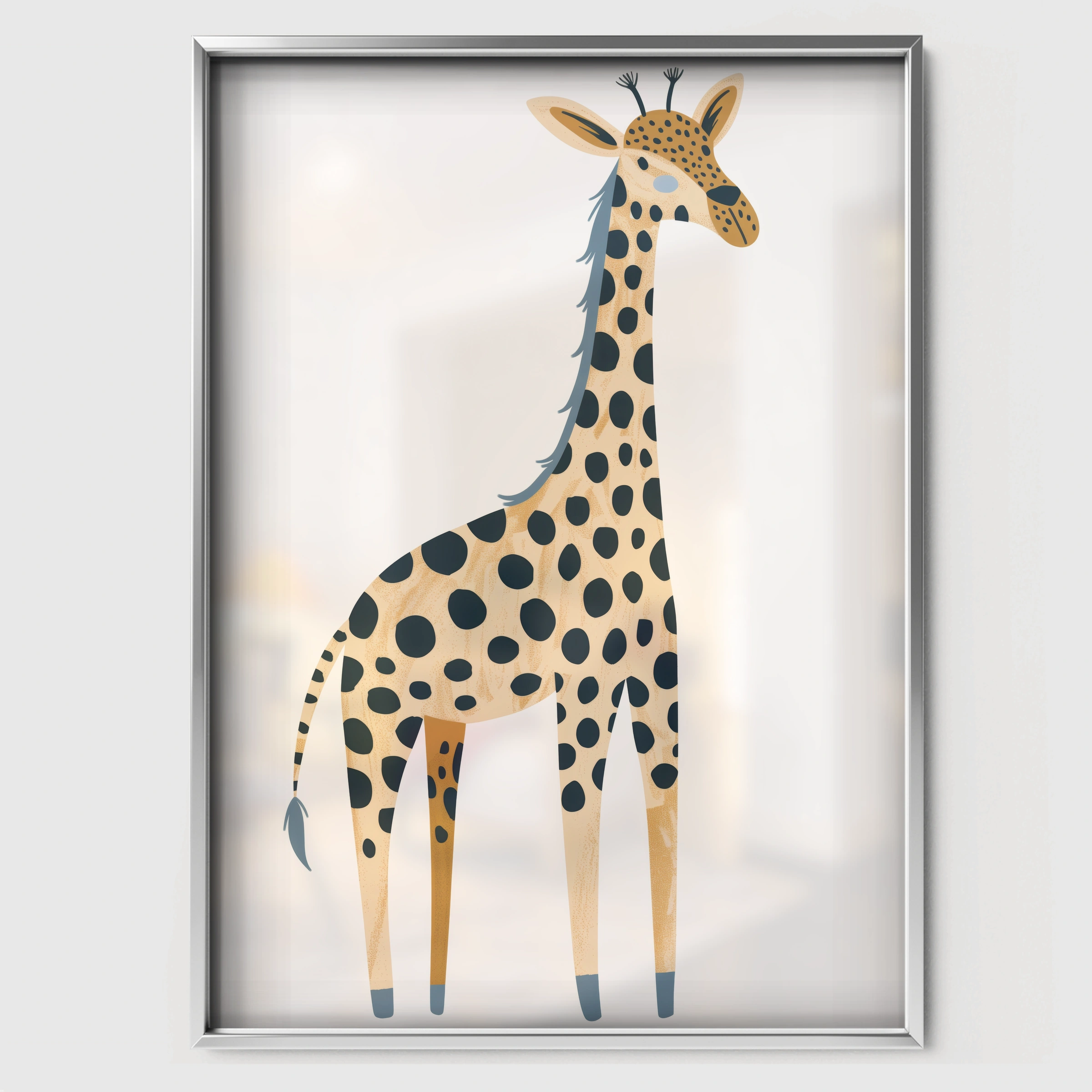 Spotted Giraffe Nursery Print - white framed nursery wall art print