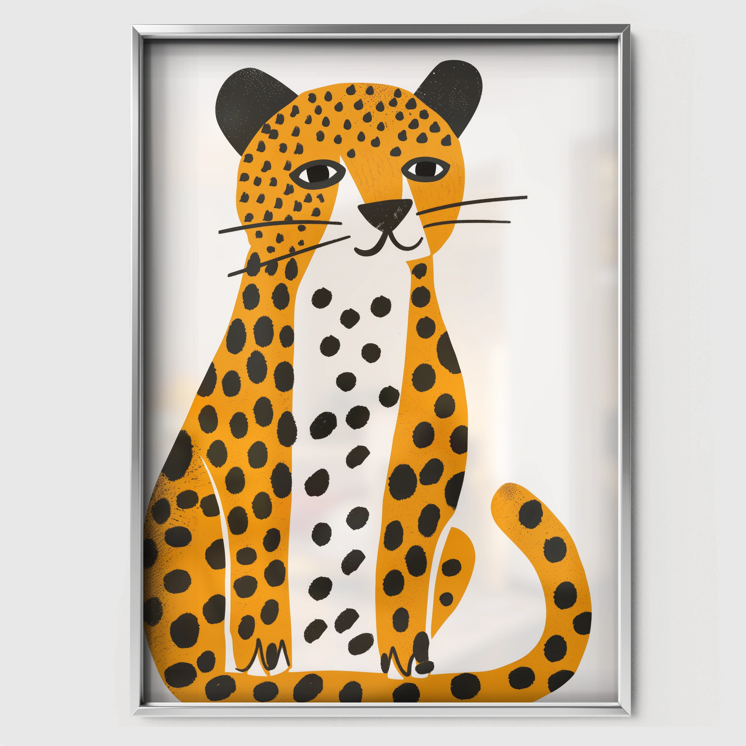 Spotted Leopard Nursery Print - white framed nursery wall art print