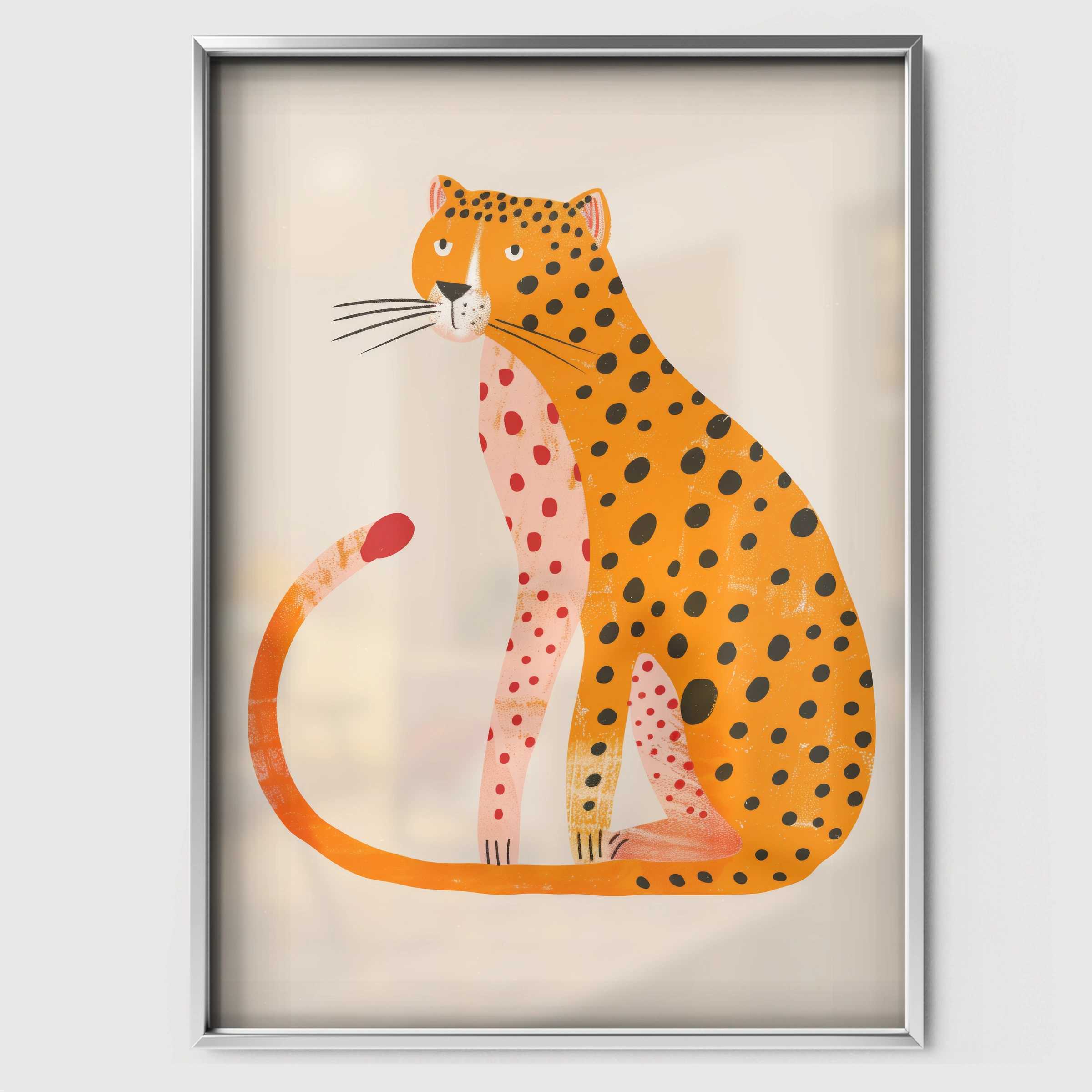 Spotty Cheetah Nursery Print - white framed nursery wall art print