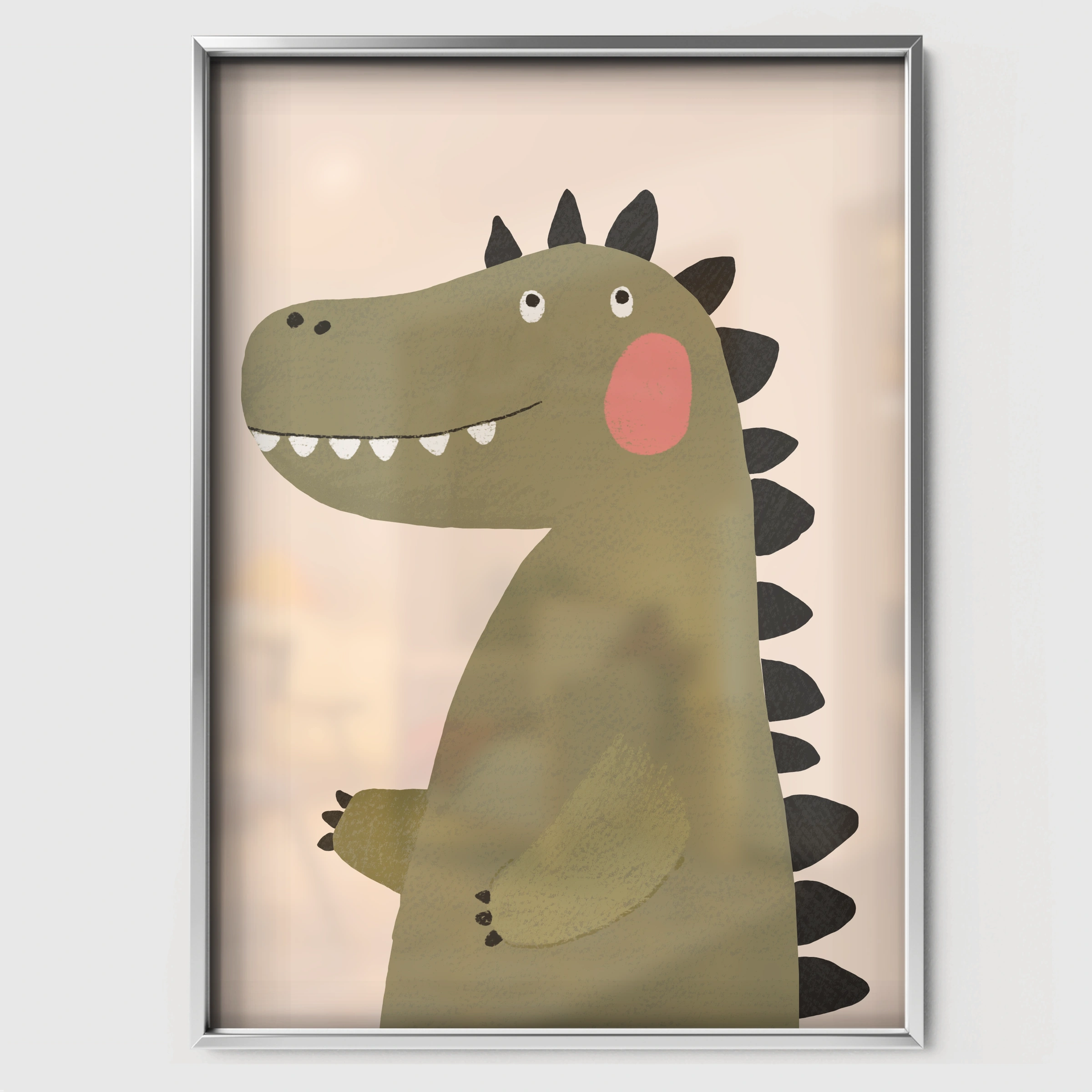 Spotty Crocodile Nursery Print - white framed nursery wall art print