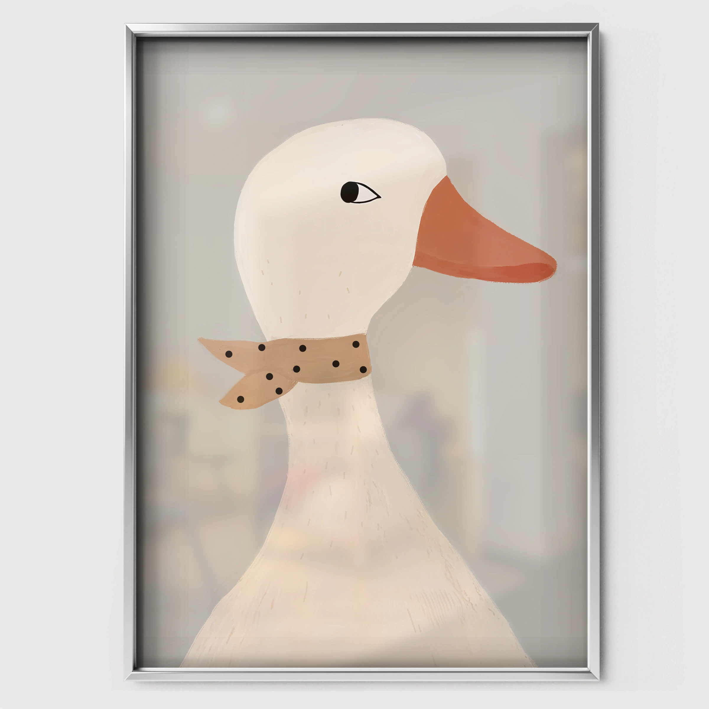 Spotty Goose Nursery Print - white framed nursery wall art print