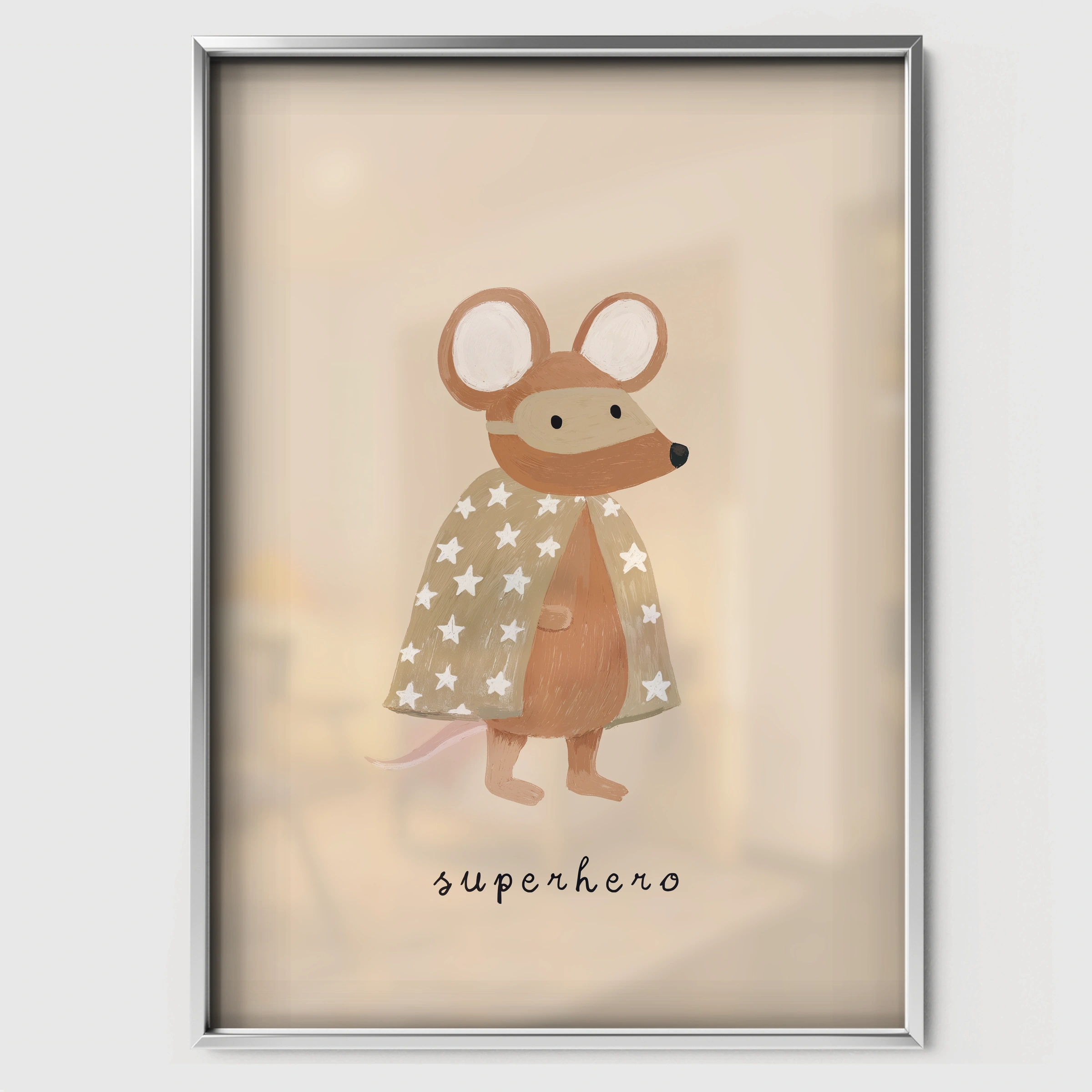 Spotty Mouse Nursery Print - white framed nursery wall art print