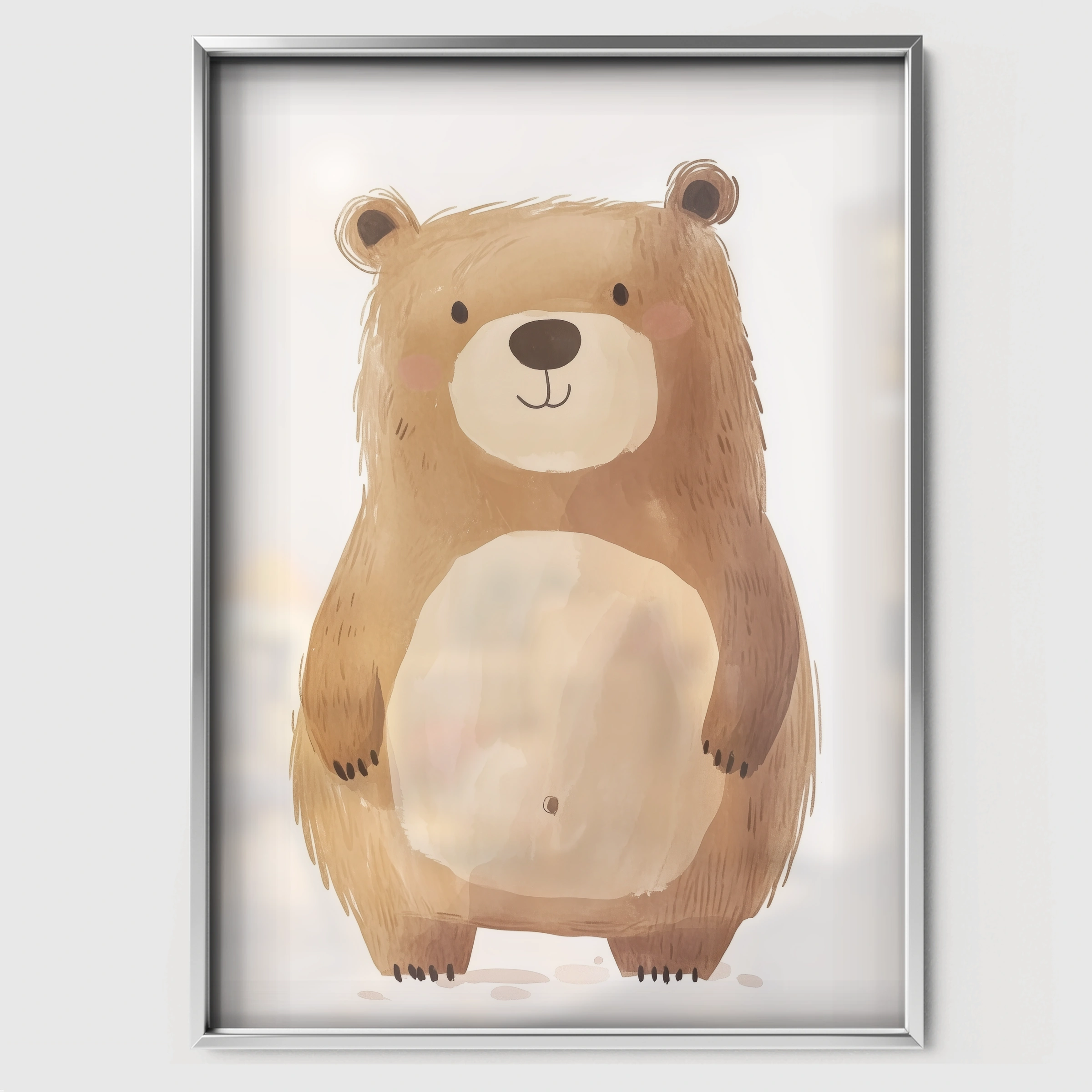 Standing Bear Nursery Print - white framed nursery wall art print