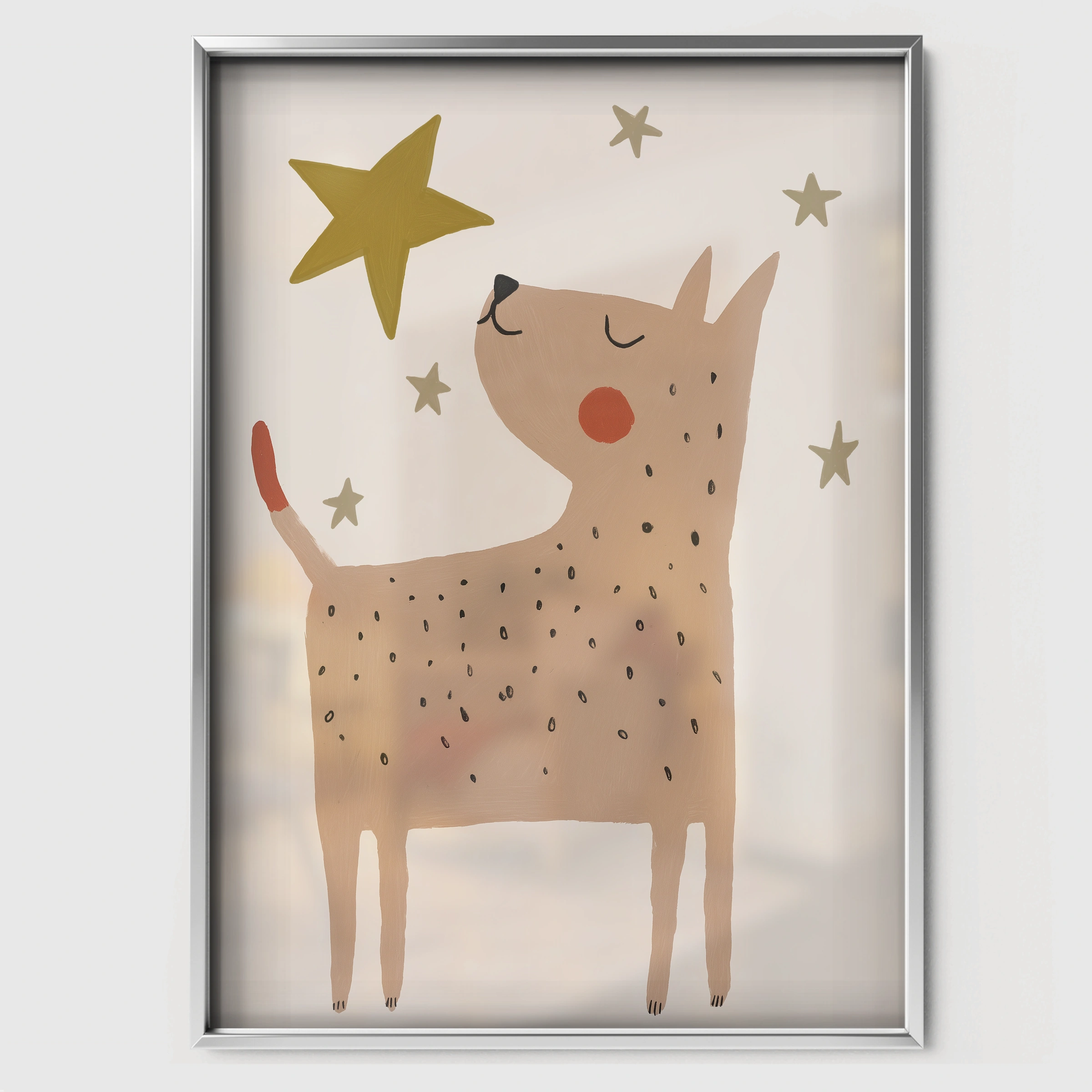 Star Dog Nursery Print - white framed nursery wall art print
