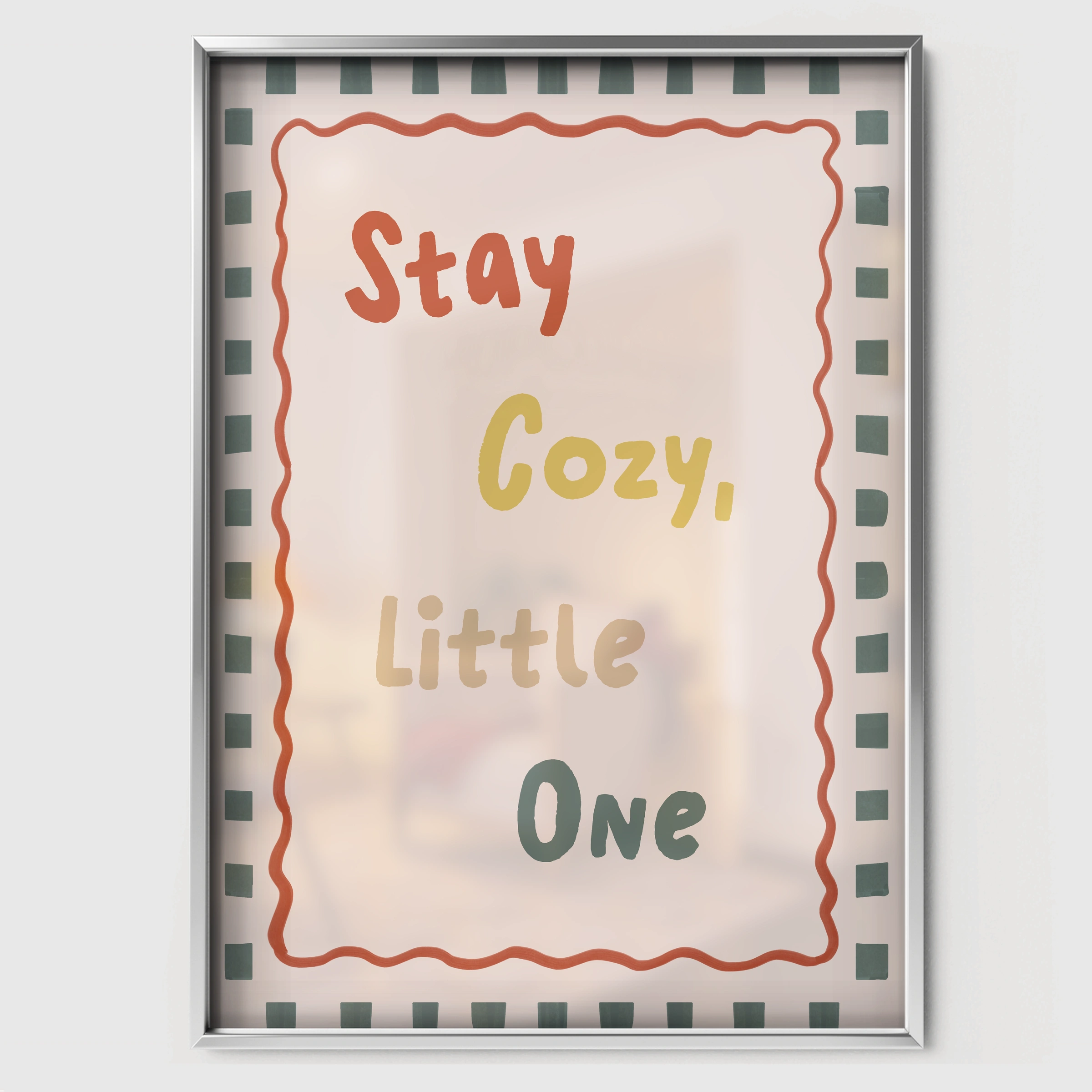 Stay Cozy Little One Nursery Print - white framed nursery wall art print