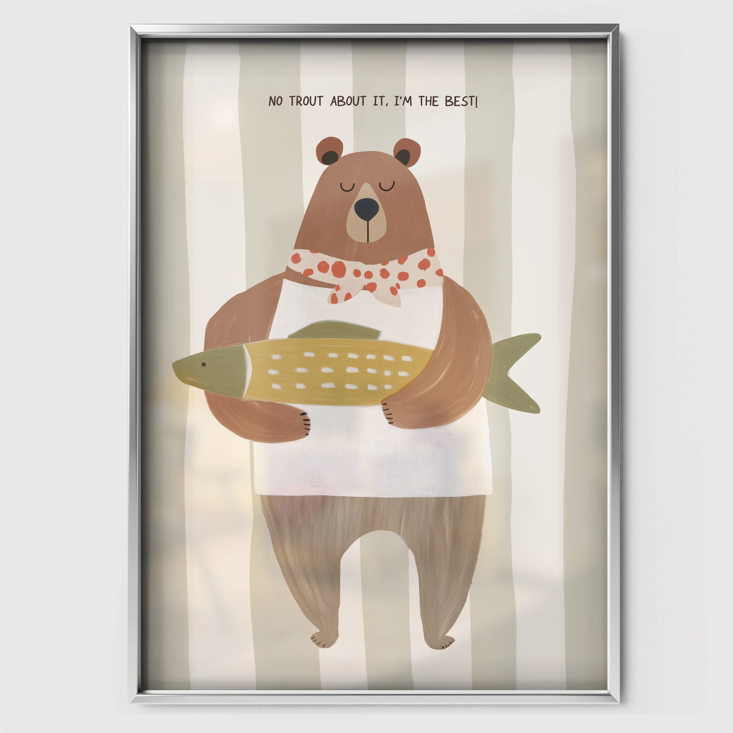 Storybook Bear Nursery Print - white framed nursery wall art print