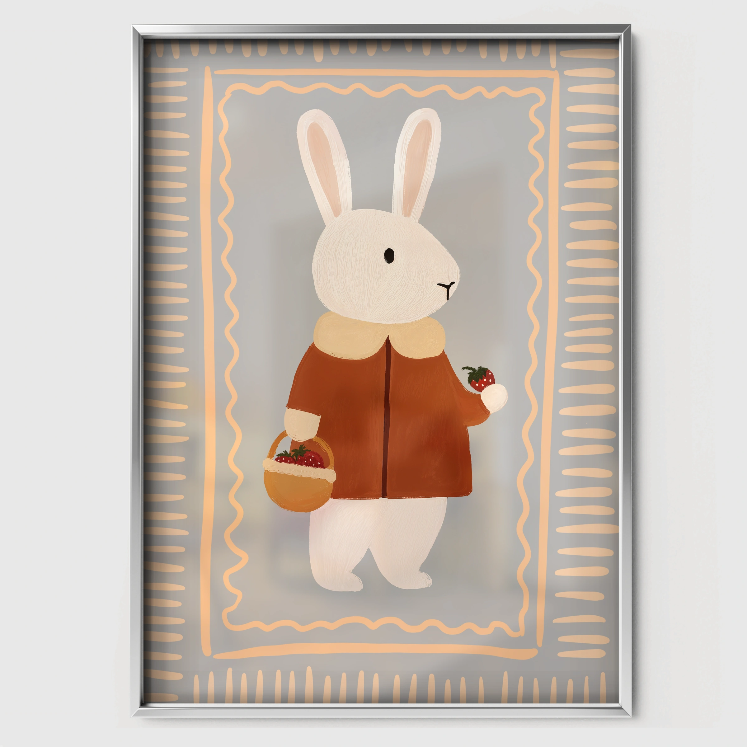 Storybook Bunny Nursery Print - white framed nursery wall art print