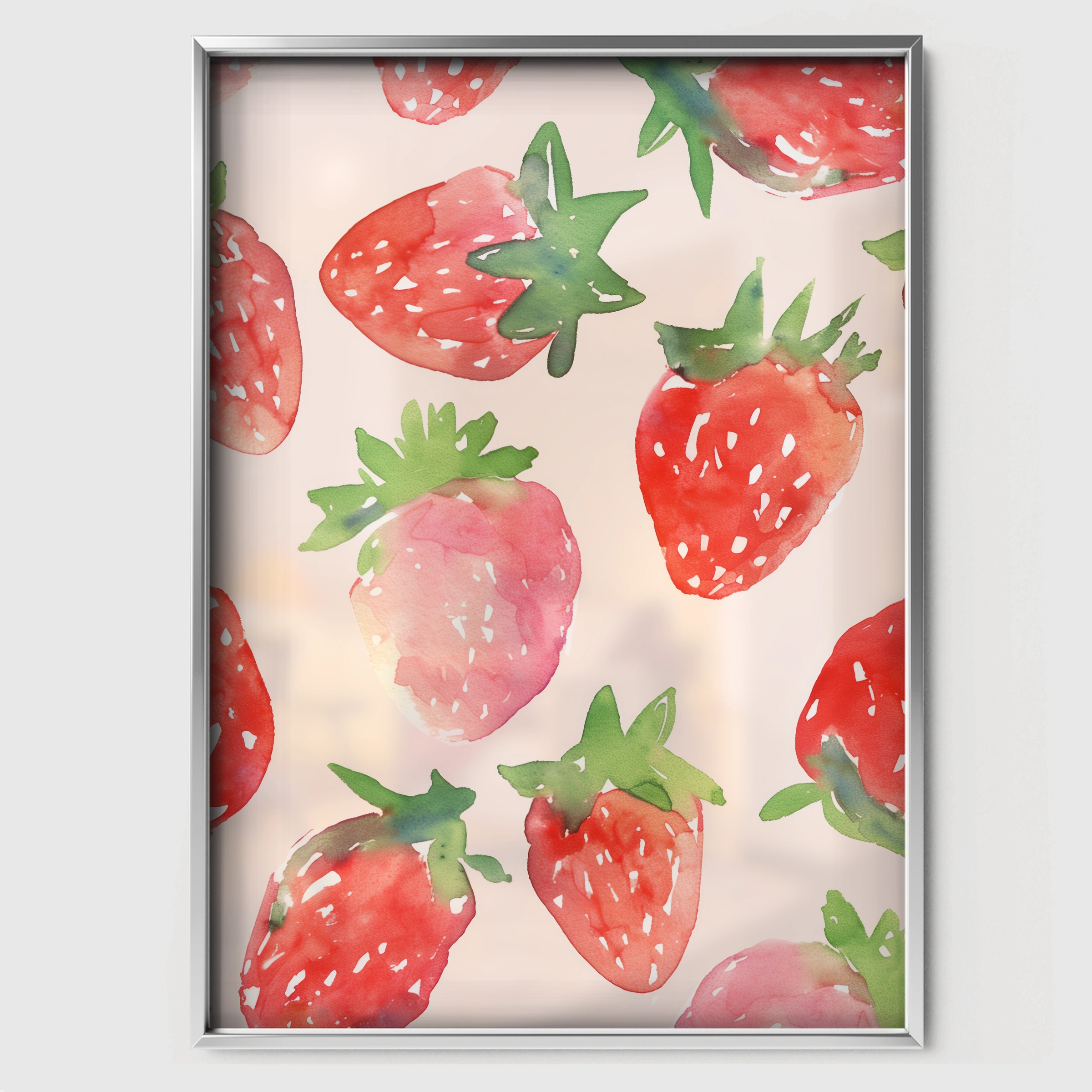 Strawberries Nursery Print - white framed nursery wall art print