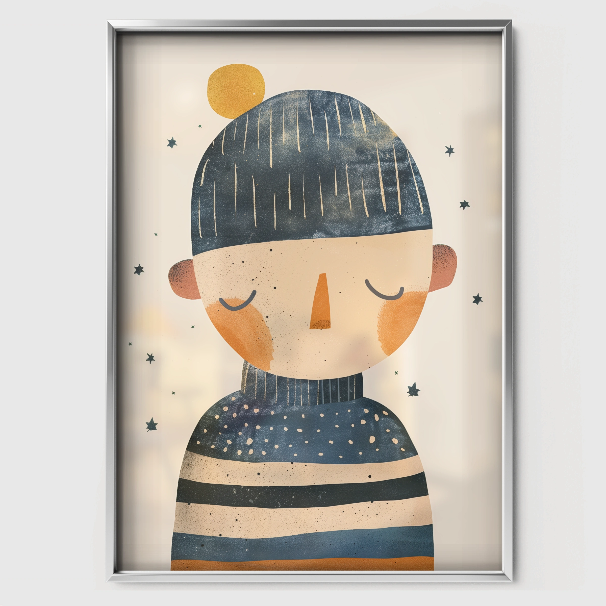 Striped Jumper Boy Nursery Print - white framed nursery wall art print
