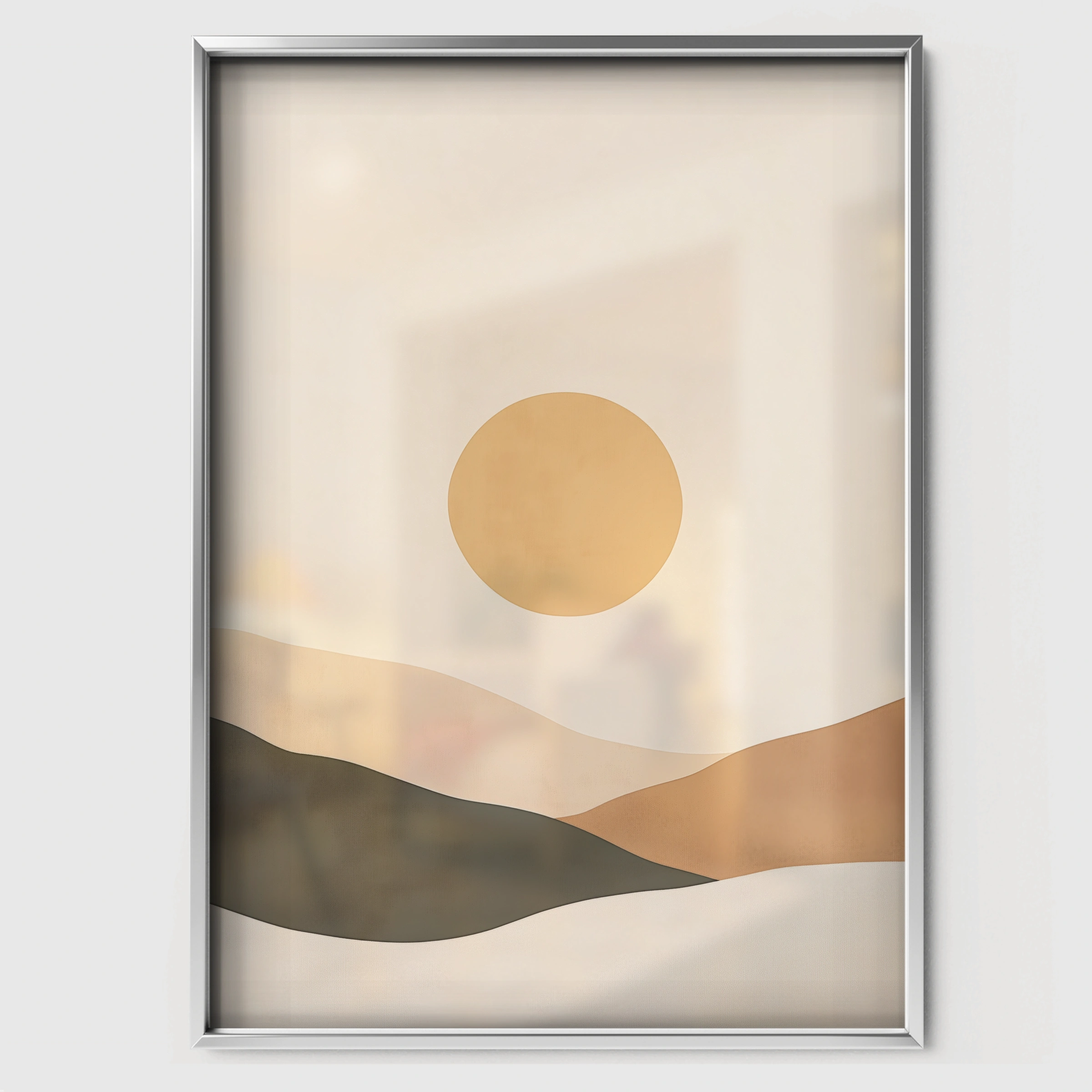 Sun Over Hills Nursery Print - white framed nursery wall art print