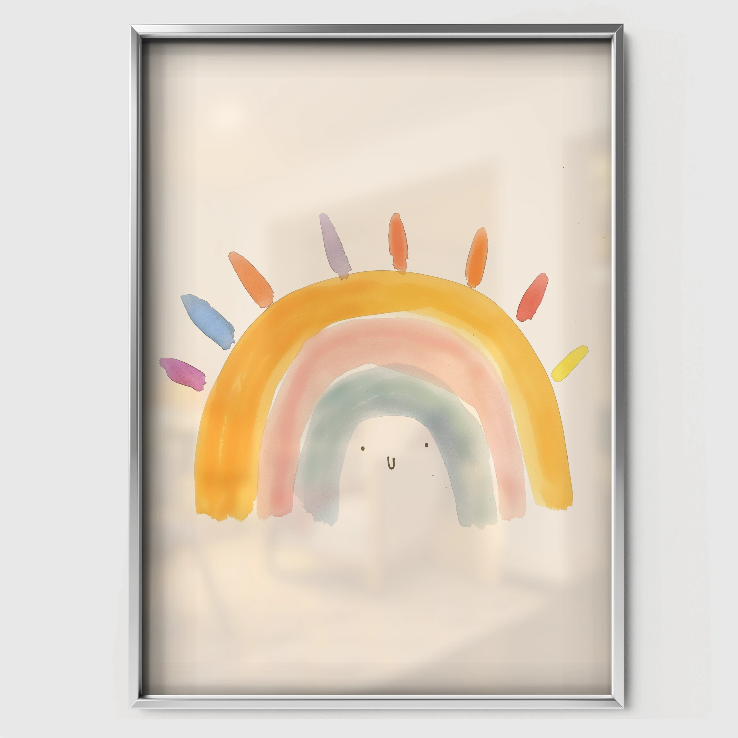 Sunrise Rainbow Nursery Print - white framed nursery wall art print