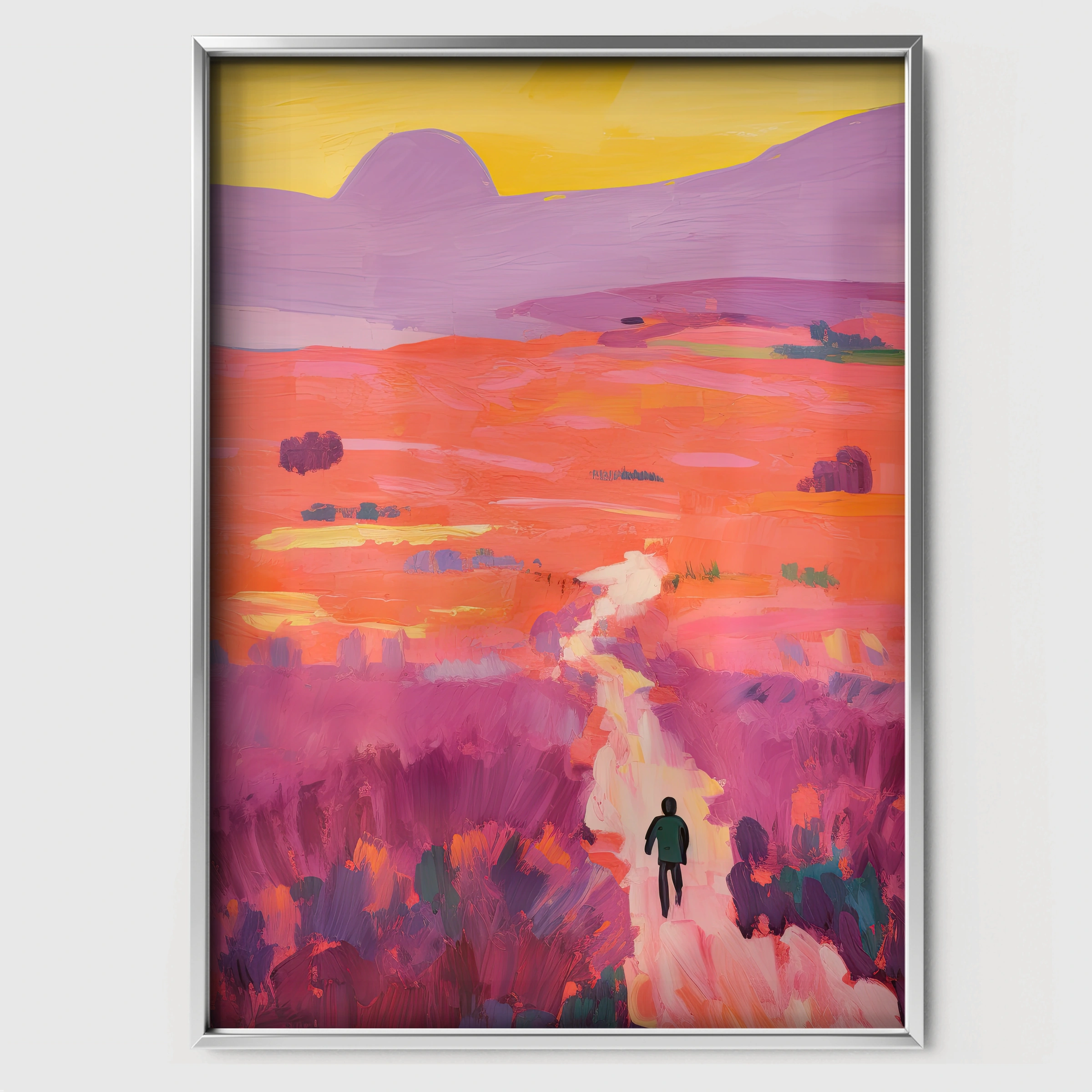 Sunset Fields Nursery Print - white framed nursery wall art print