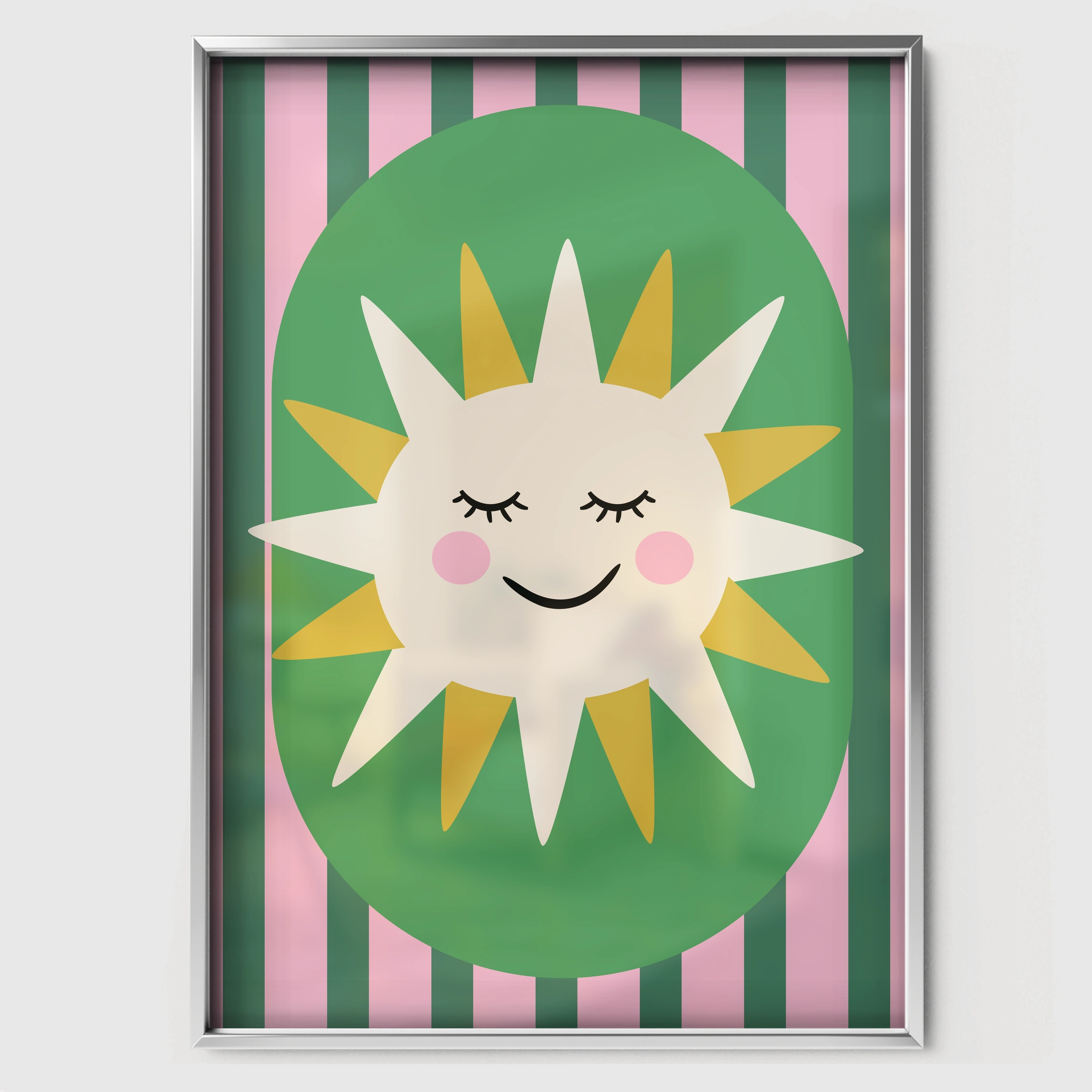 Sunshine Face Nursery Print - white framed nursery wall art print