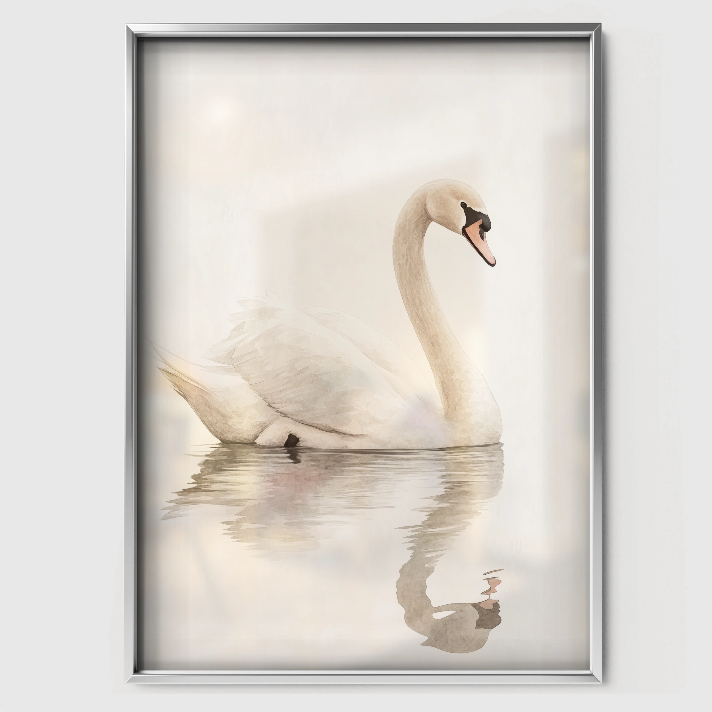 Swan Sketch Nursery Print - white framed nursery wall art print