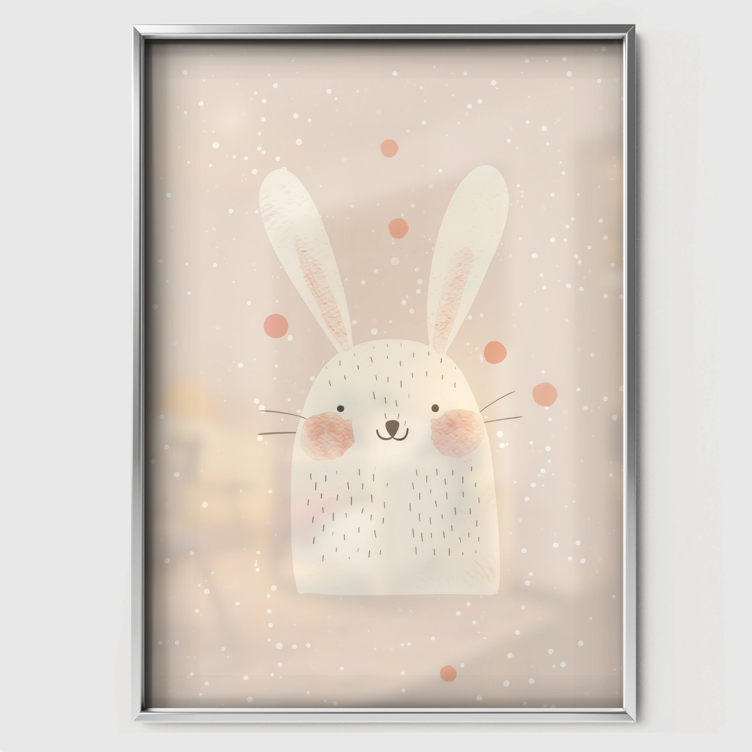 Sweet Bunny Nursery Print - white framed nursery wall art print