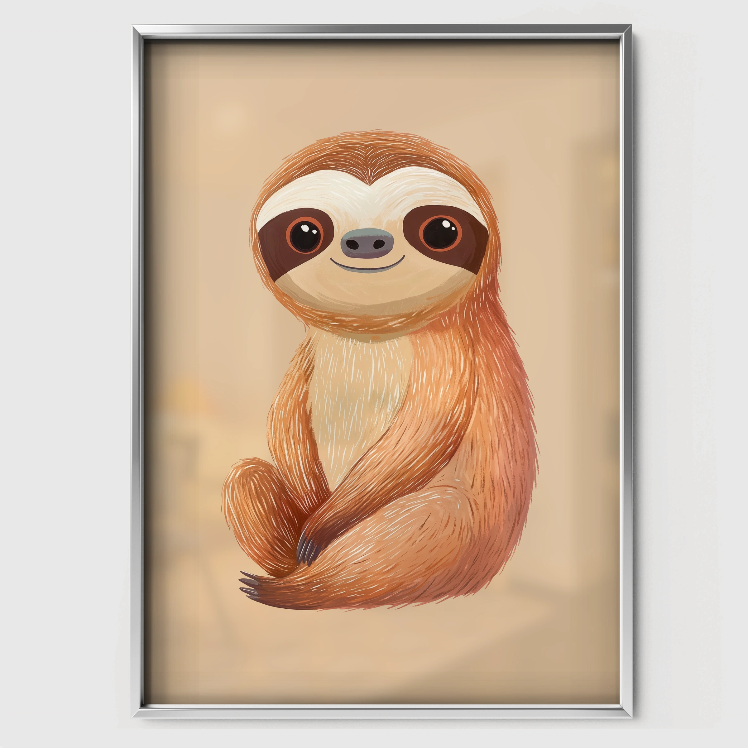 Sweet Sloth Nursery Print - white framed nursery wall art print