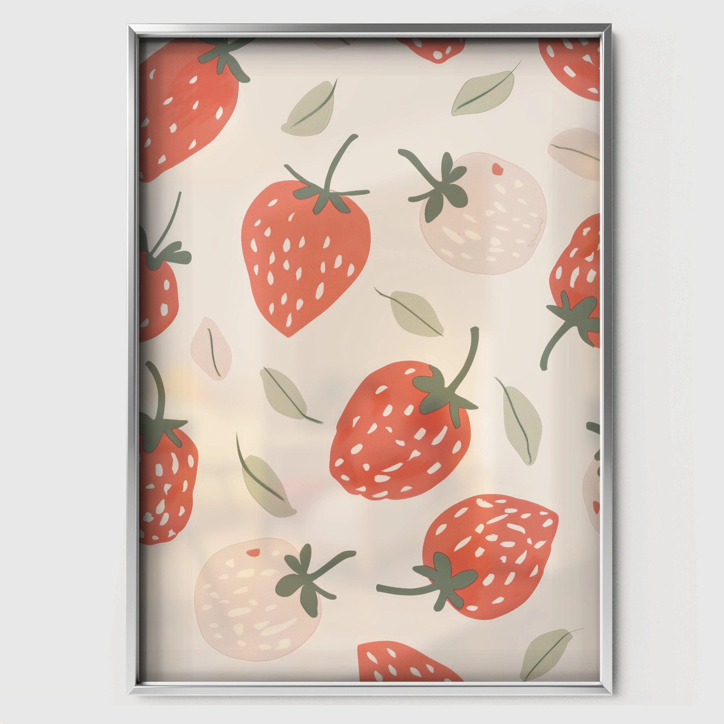 Sweet Strawberries Nursery Print - white framed nursery wall art print