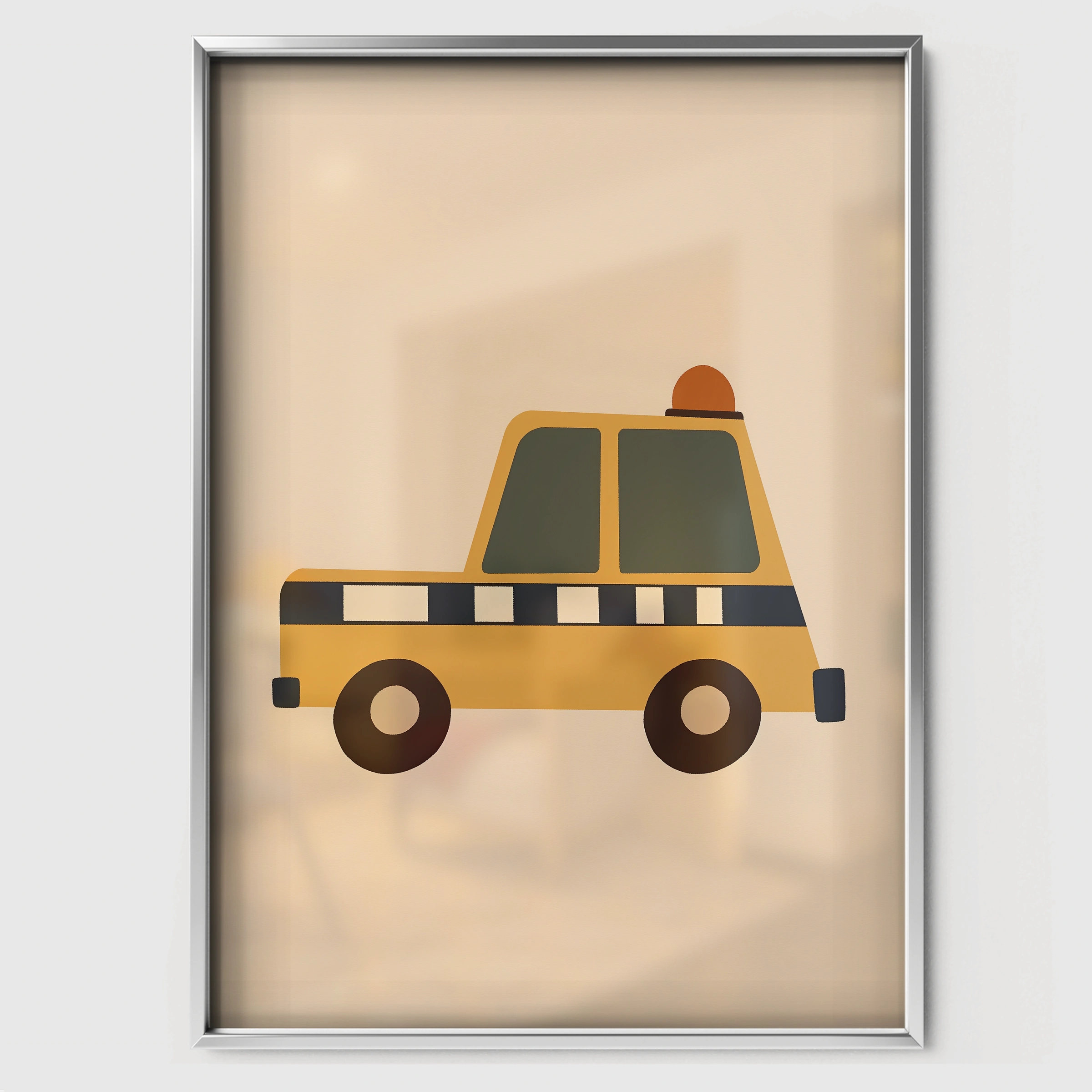 Taxi Cab Nursery Print - white framed nursery wall art print