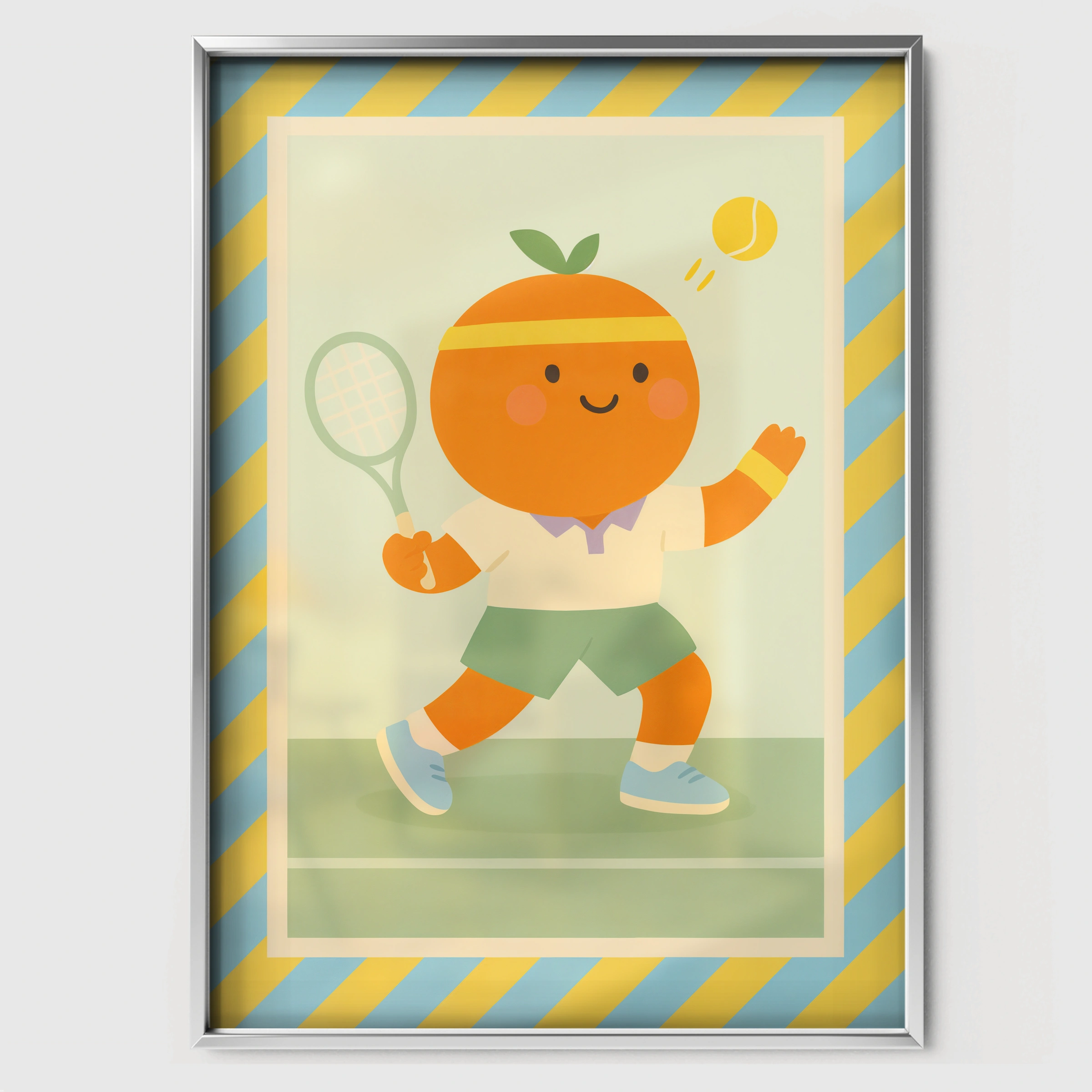 Tennis Orange Nursery Print - white framed nursery wall art print