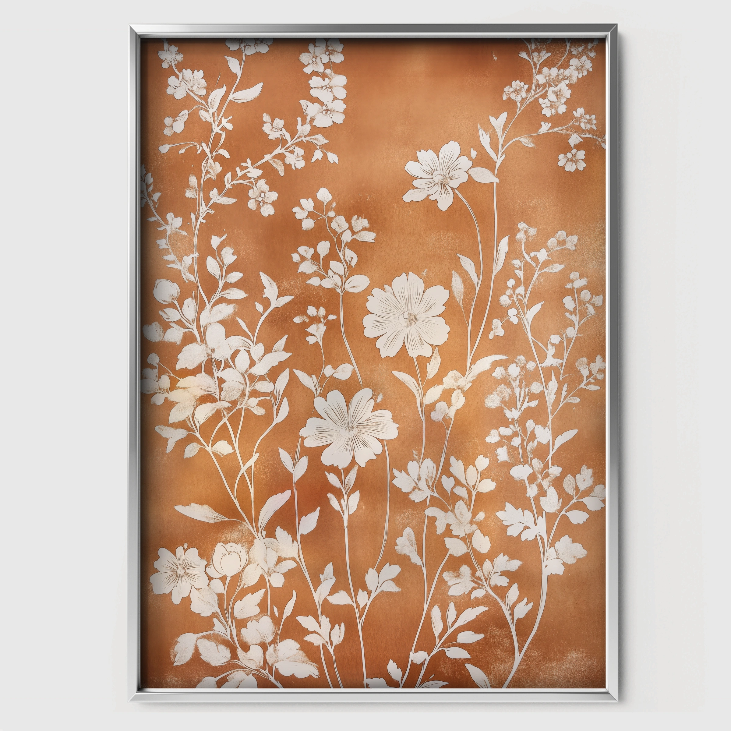 Terracotta Blossom Nursery Print - white framed nursery wall art print