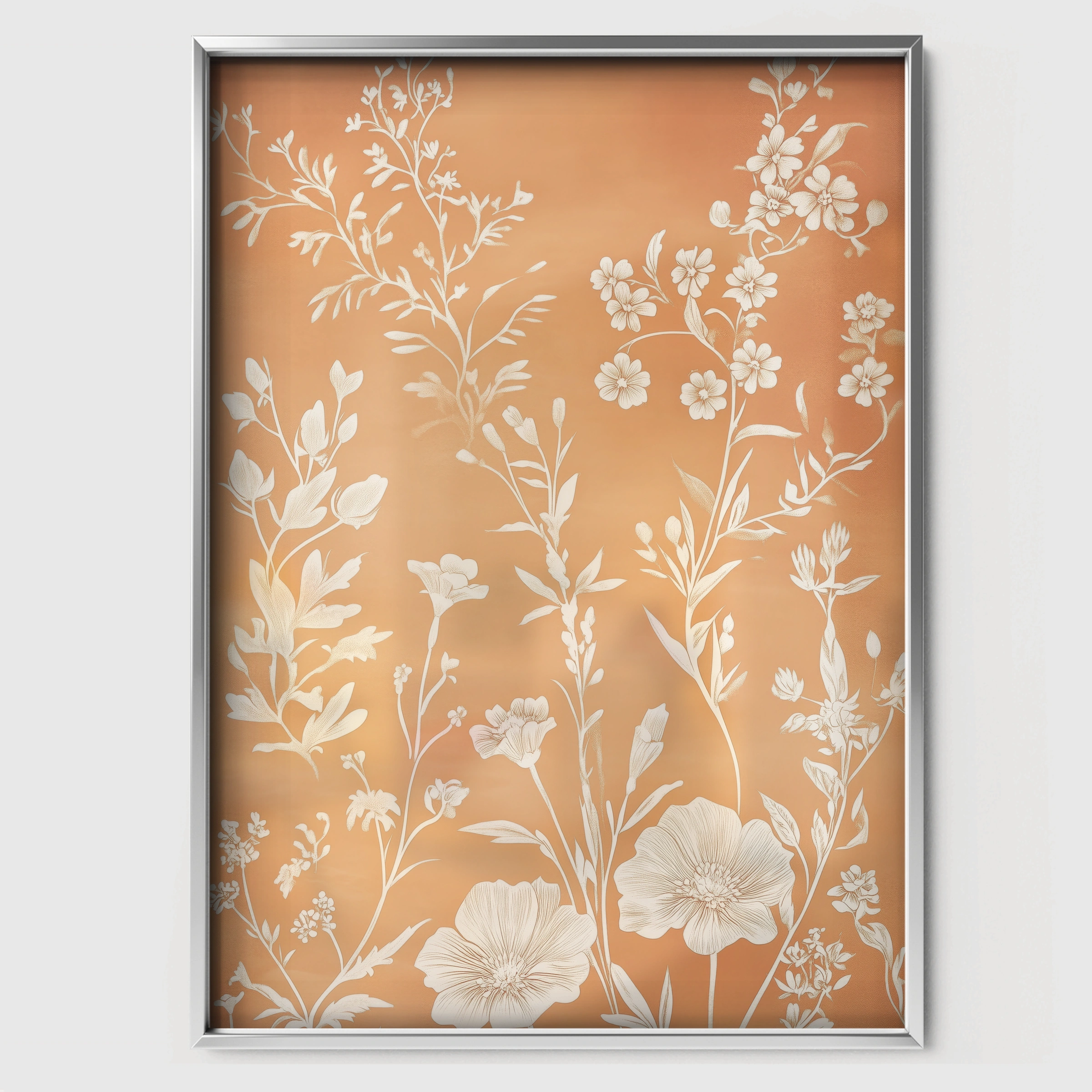 Terracotta Floral Nursery Print - white framed nursery wall art print