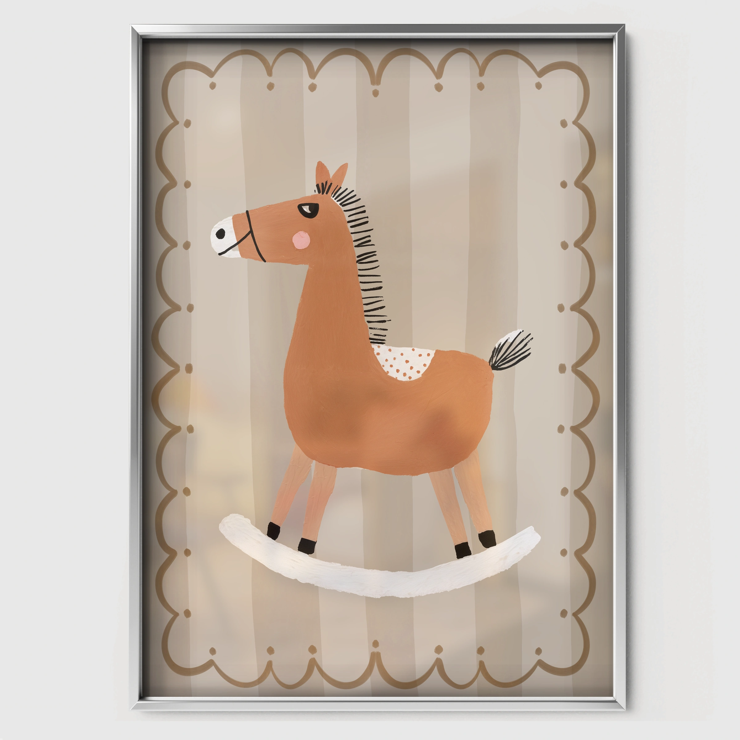 Terracotta Horse Nursery Print - white framed nursery wall art print