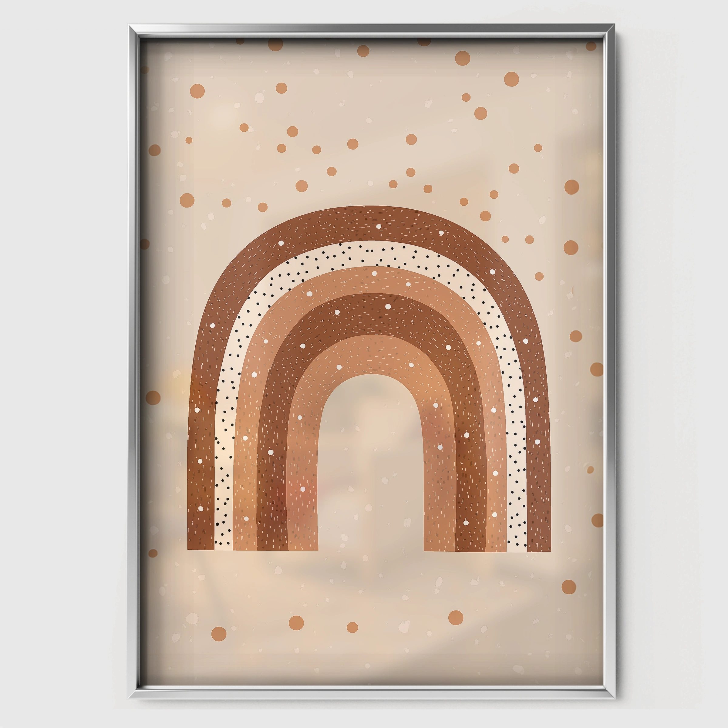 Terracotta Rainbow Nursery Print - white framed nursery wall art print