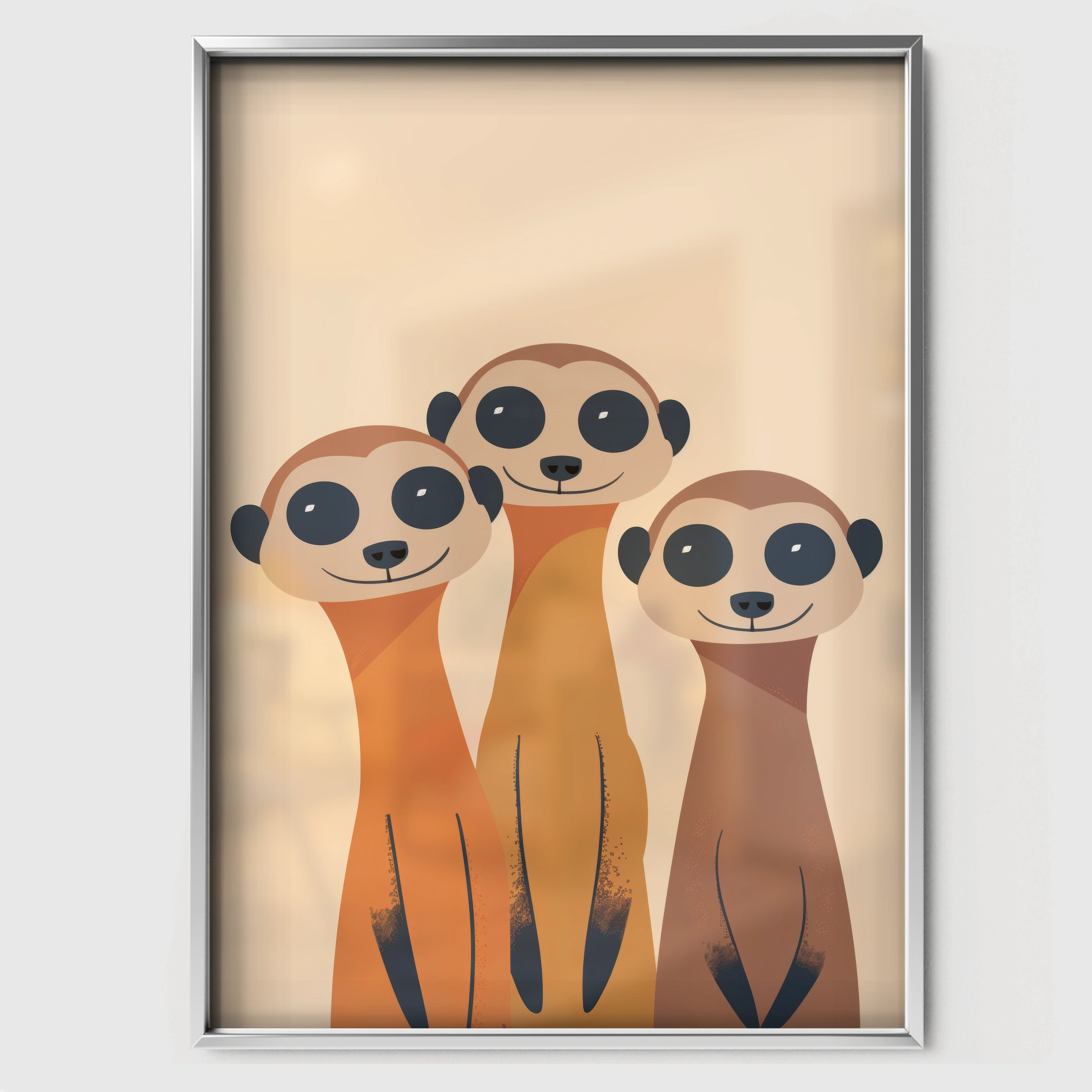 Three Meerkats Nursery Print - white framed nursery wall art print