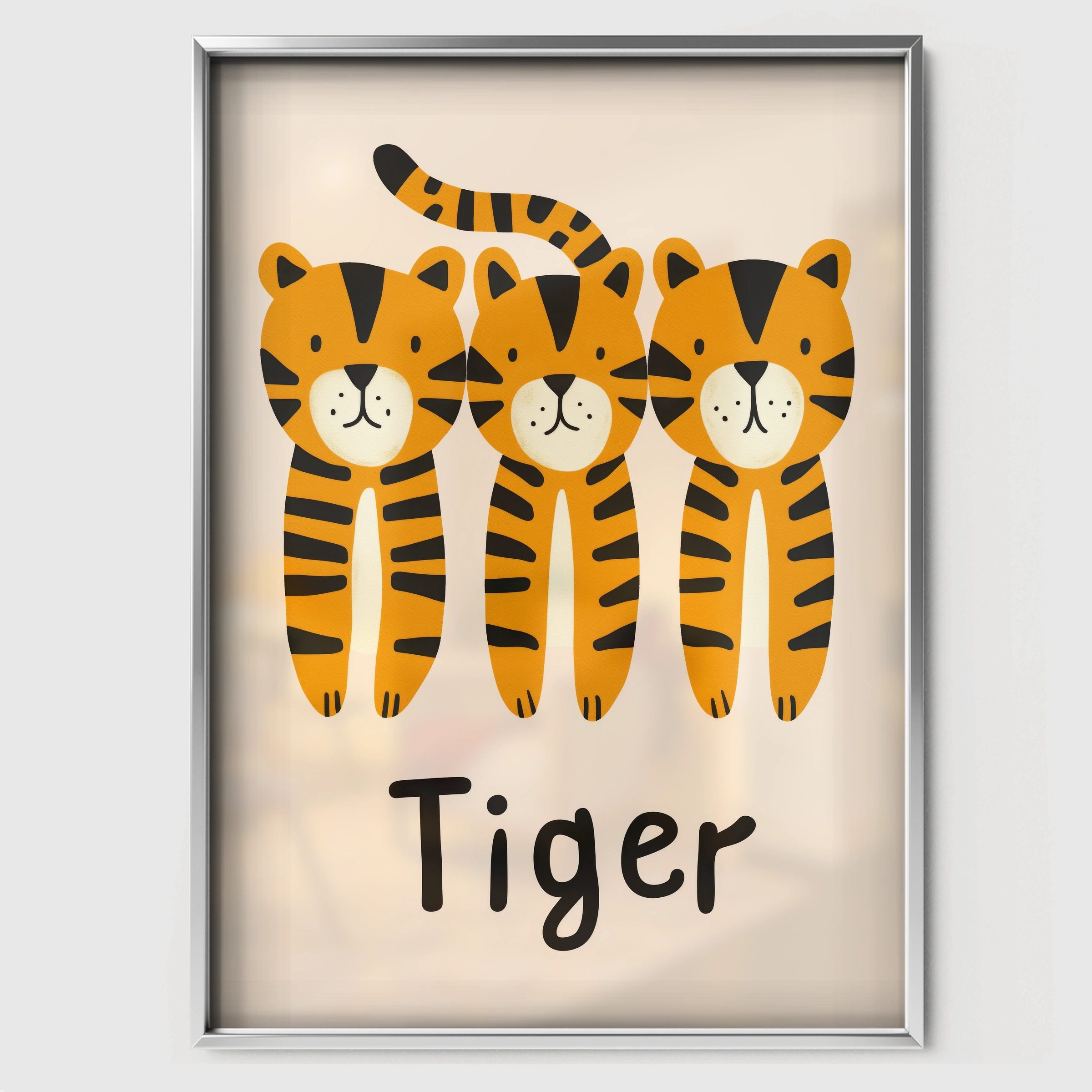 Three Tigers Nursery Print - white framed nursery wall art print
