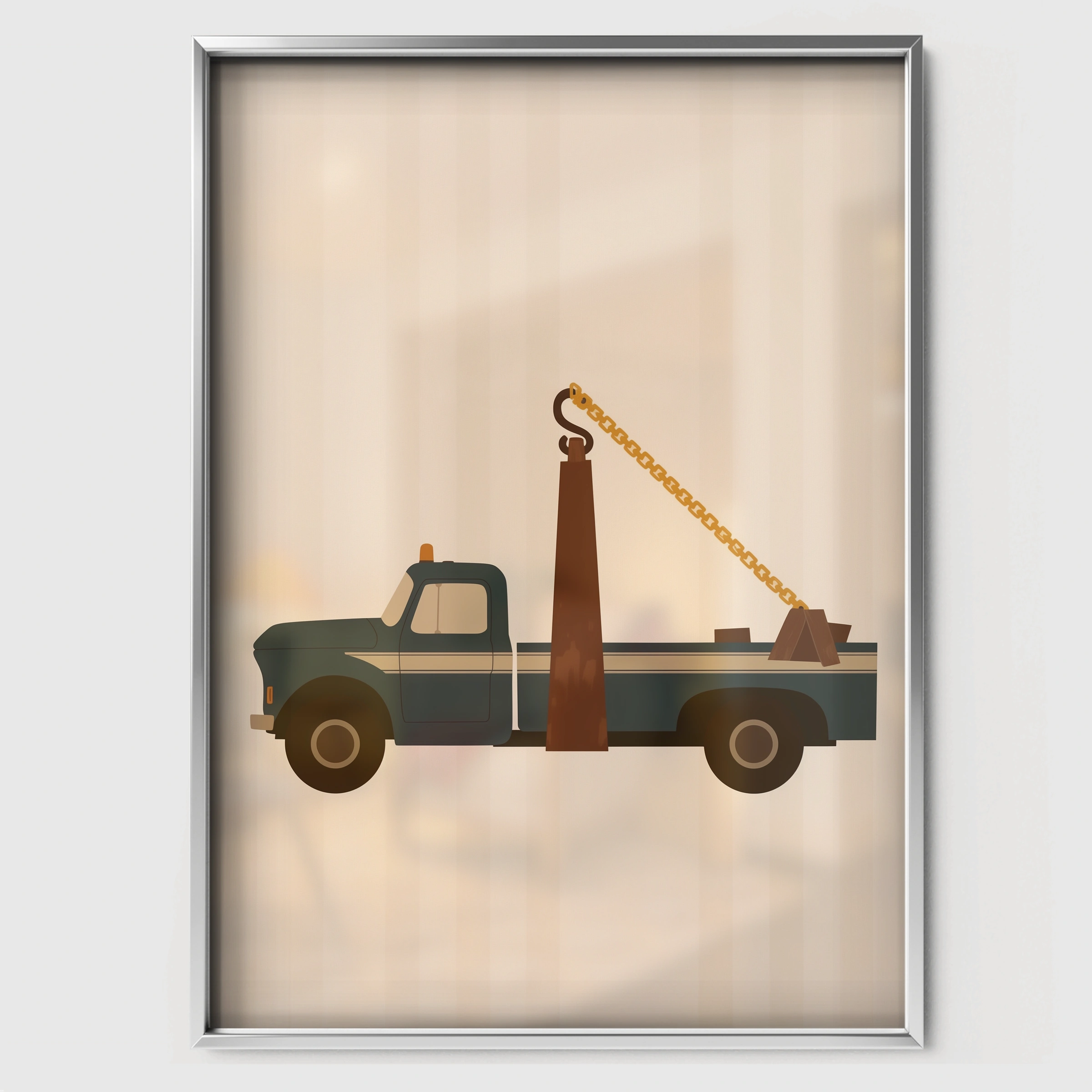 Tow Truck Nursery Print - white framed nursery wall art print