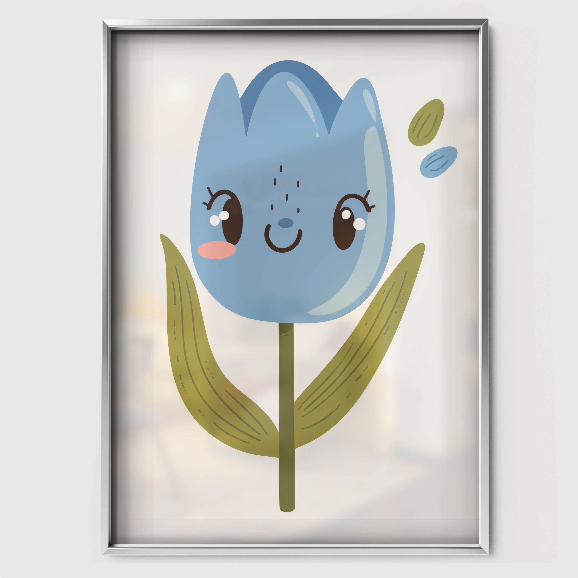 Tulip Face Nursery Print - white framed nursery wall art print