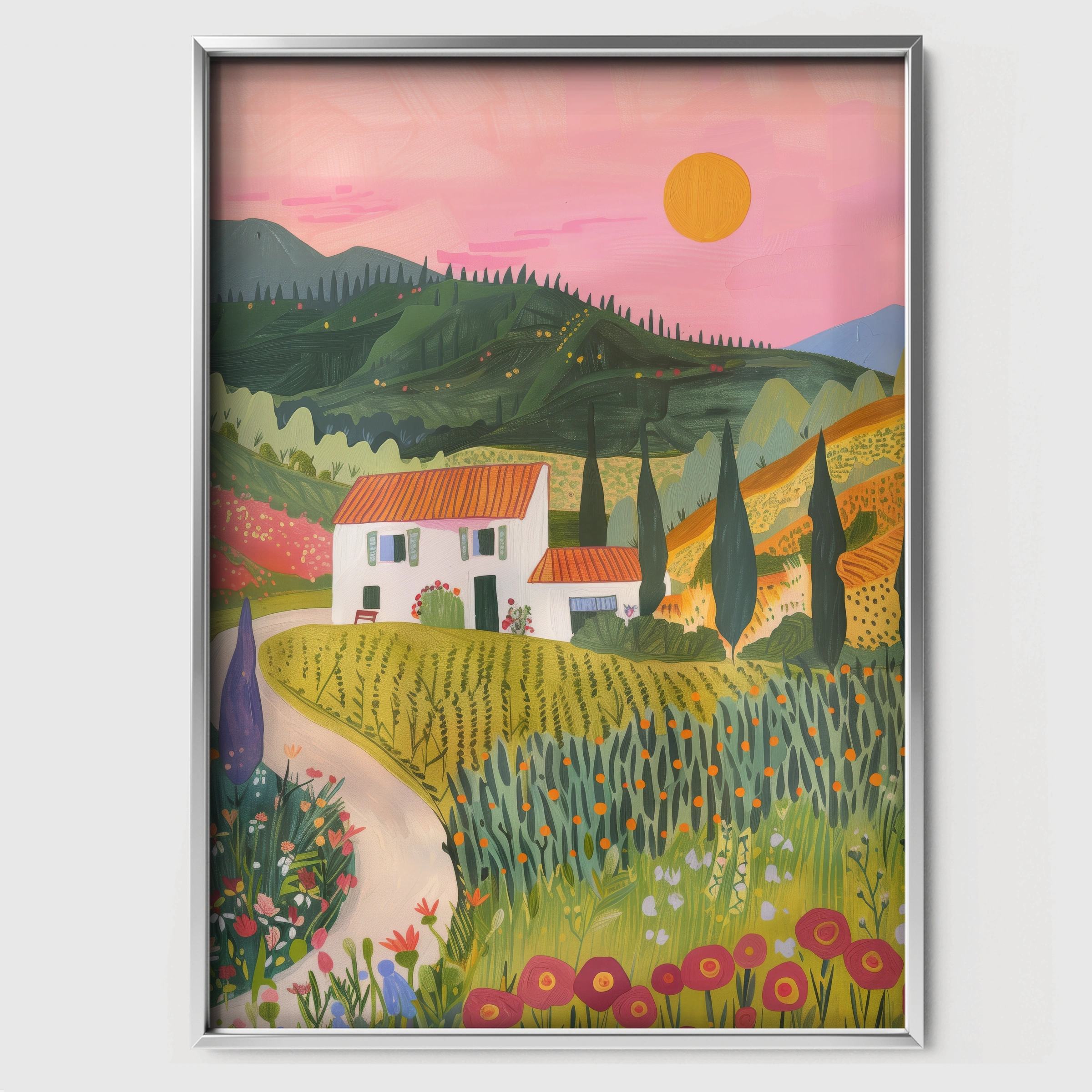 Tuscan Village Nursery Print - white framed nursery wall art print