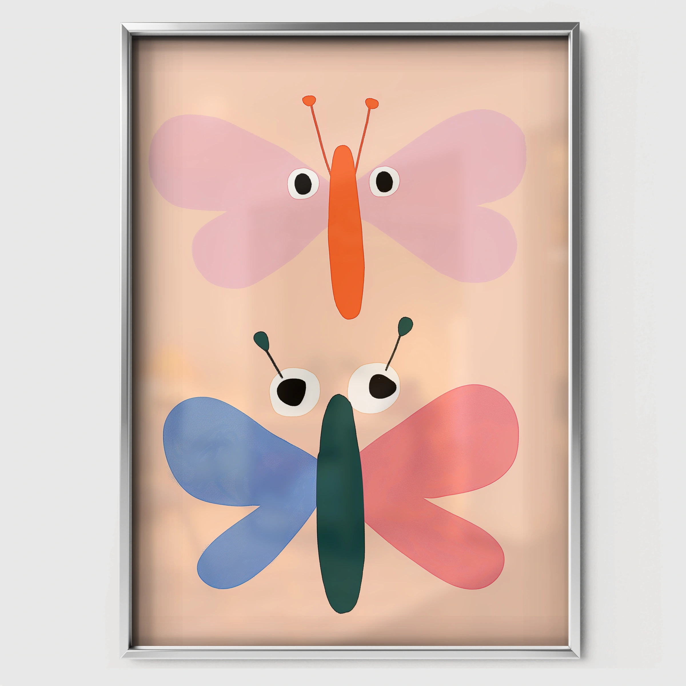 Two Butterflies Nursery Print - white framed nursery wall art print