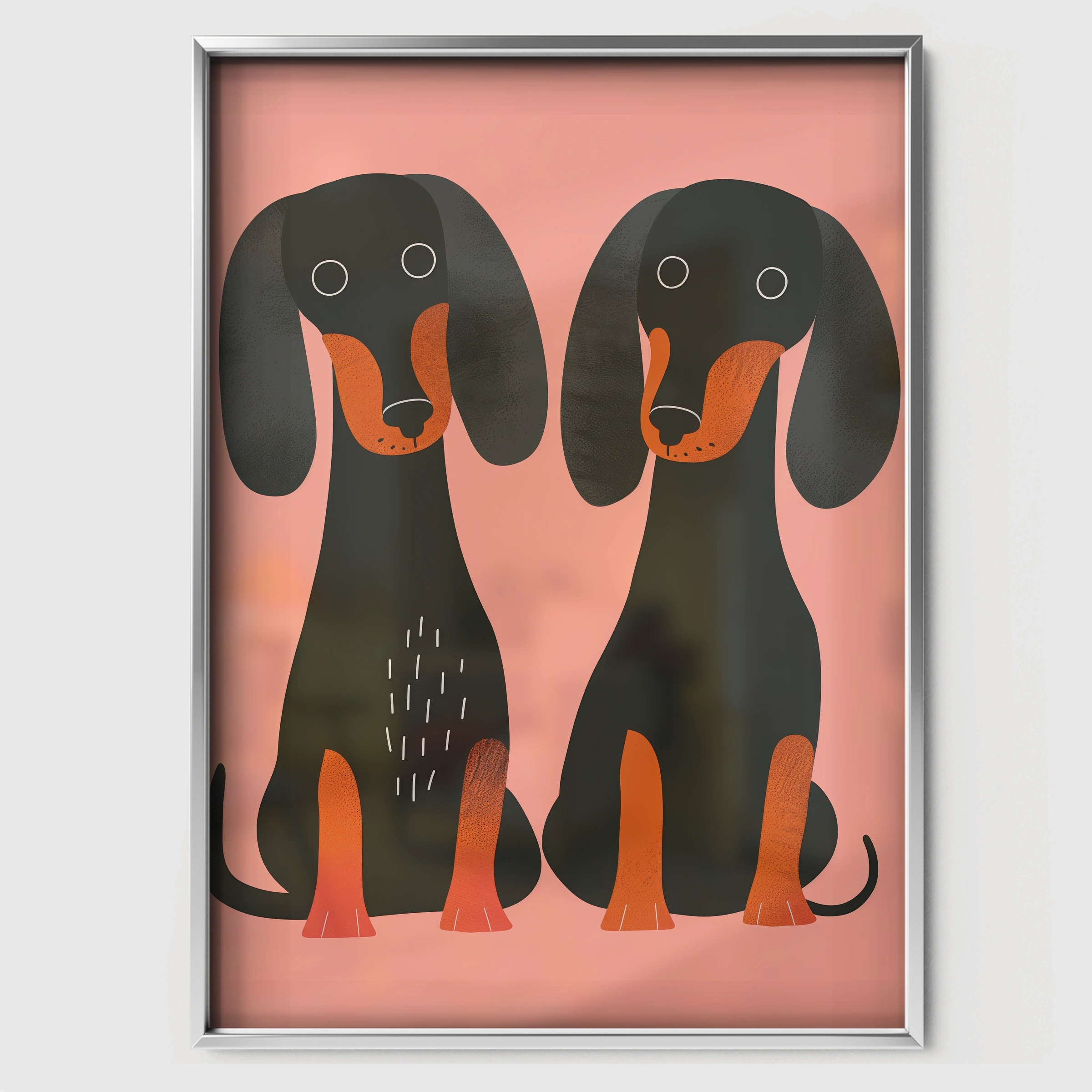 Two Dachshunds Nursery Print - white framed nursery wall art print