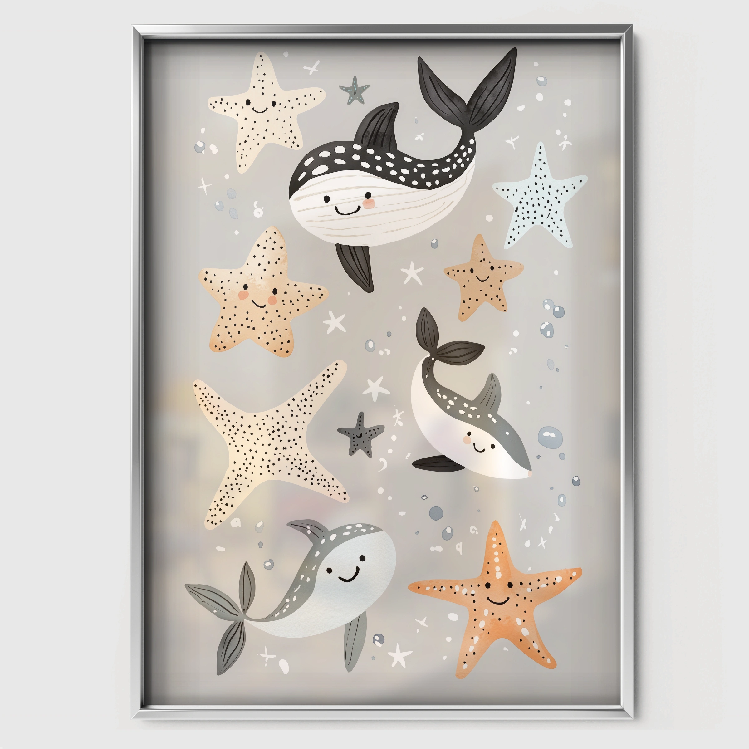 Under the Sea Nursery Print - white framed nursery wall art print