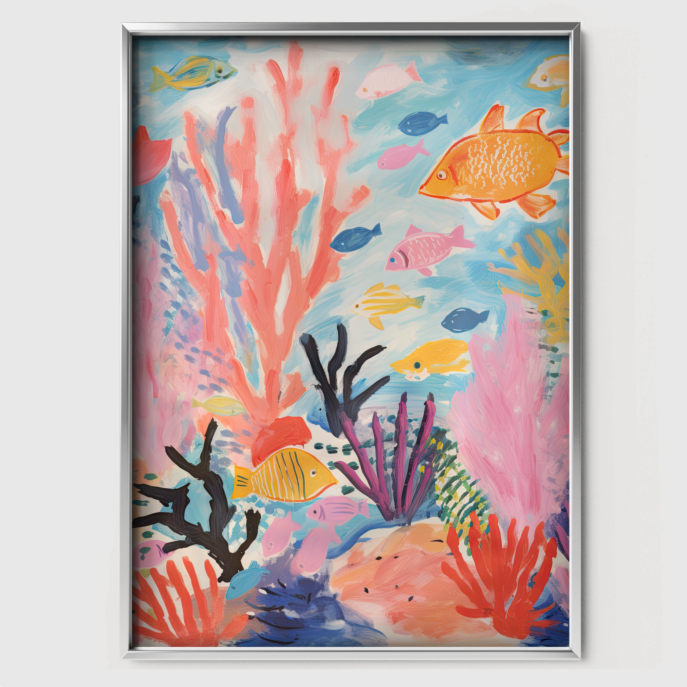 Underwater Reef Nursery Print - white framed nursery wall art print