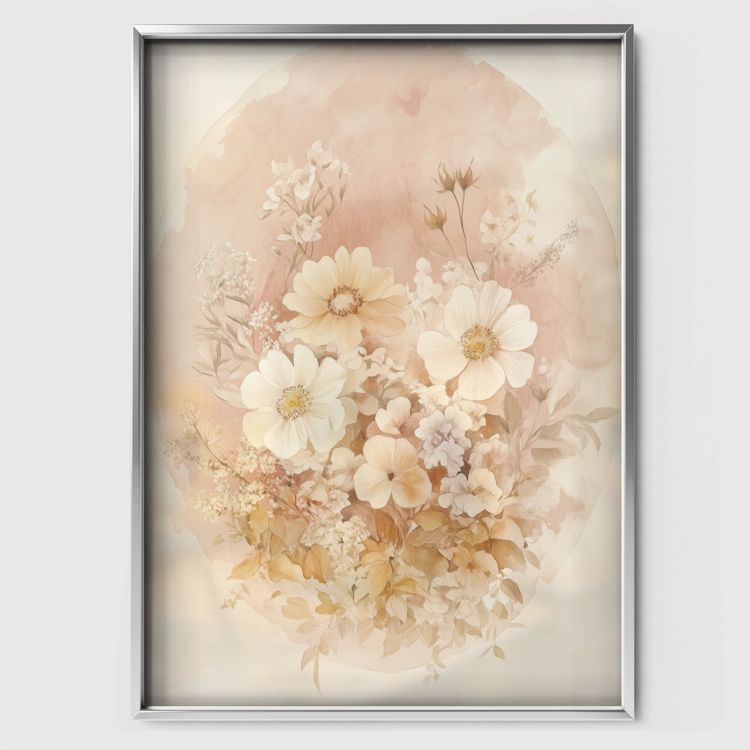 Vintage Bouquet Nursery Print - white framed nursery wall art print