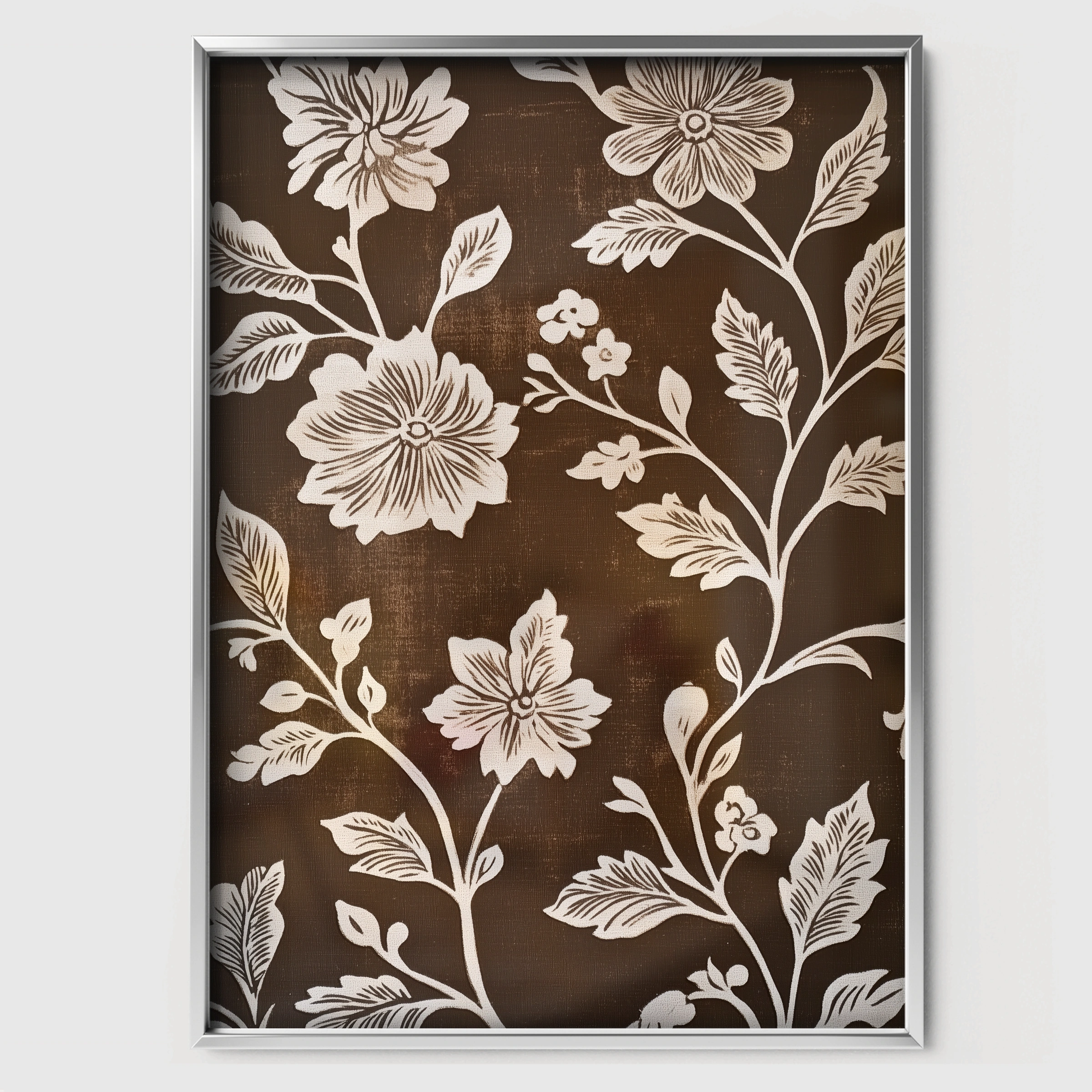 Vintage Dark Floral Nursery Print - white framed nursery wall art print