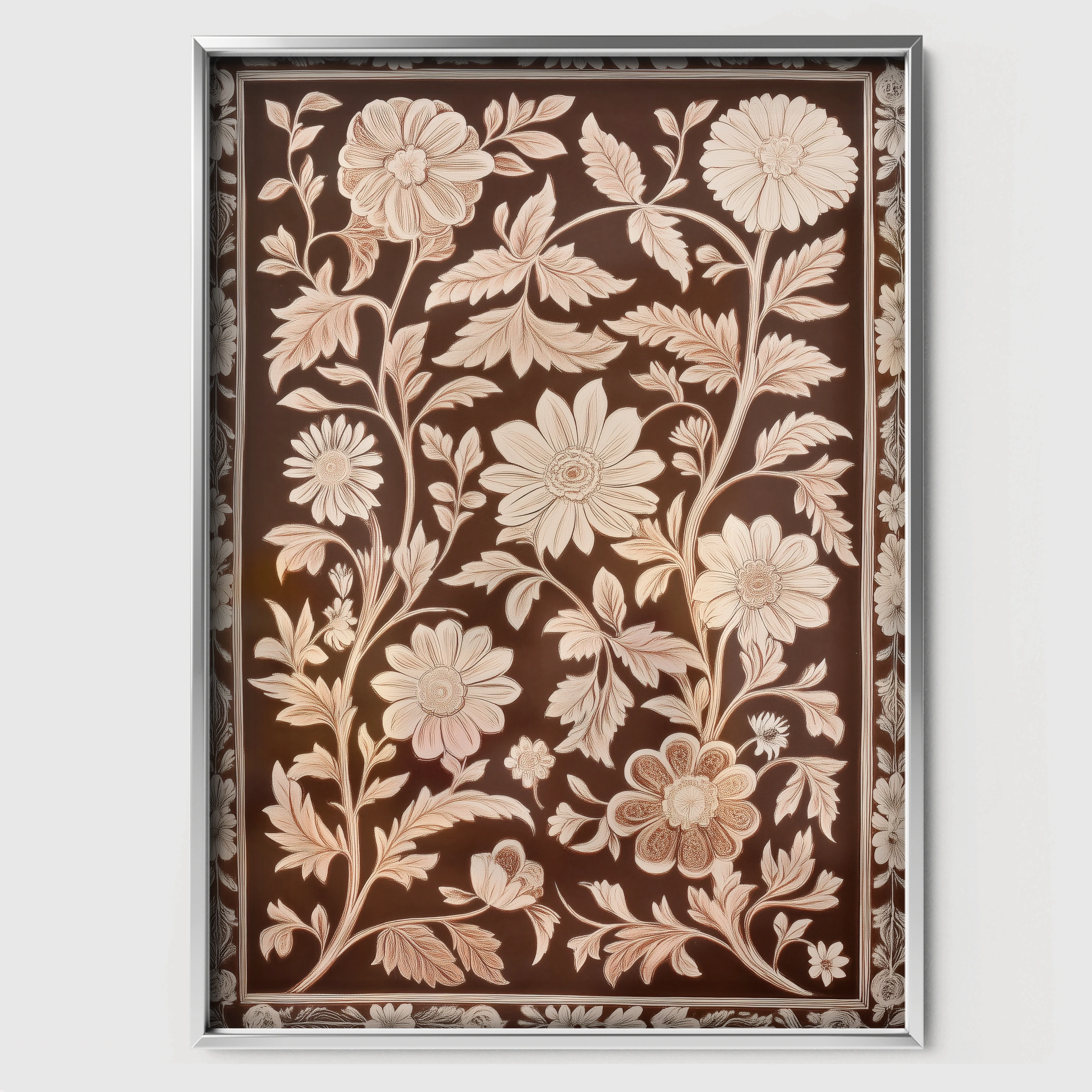 Vintage Floral Tapestry Nursery Print - white framed nursery wall art print
