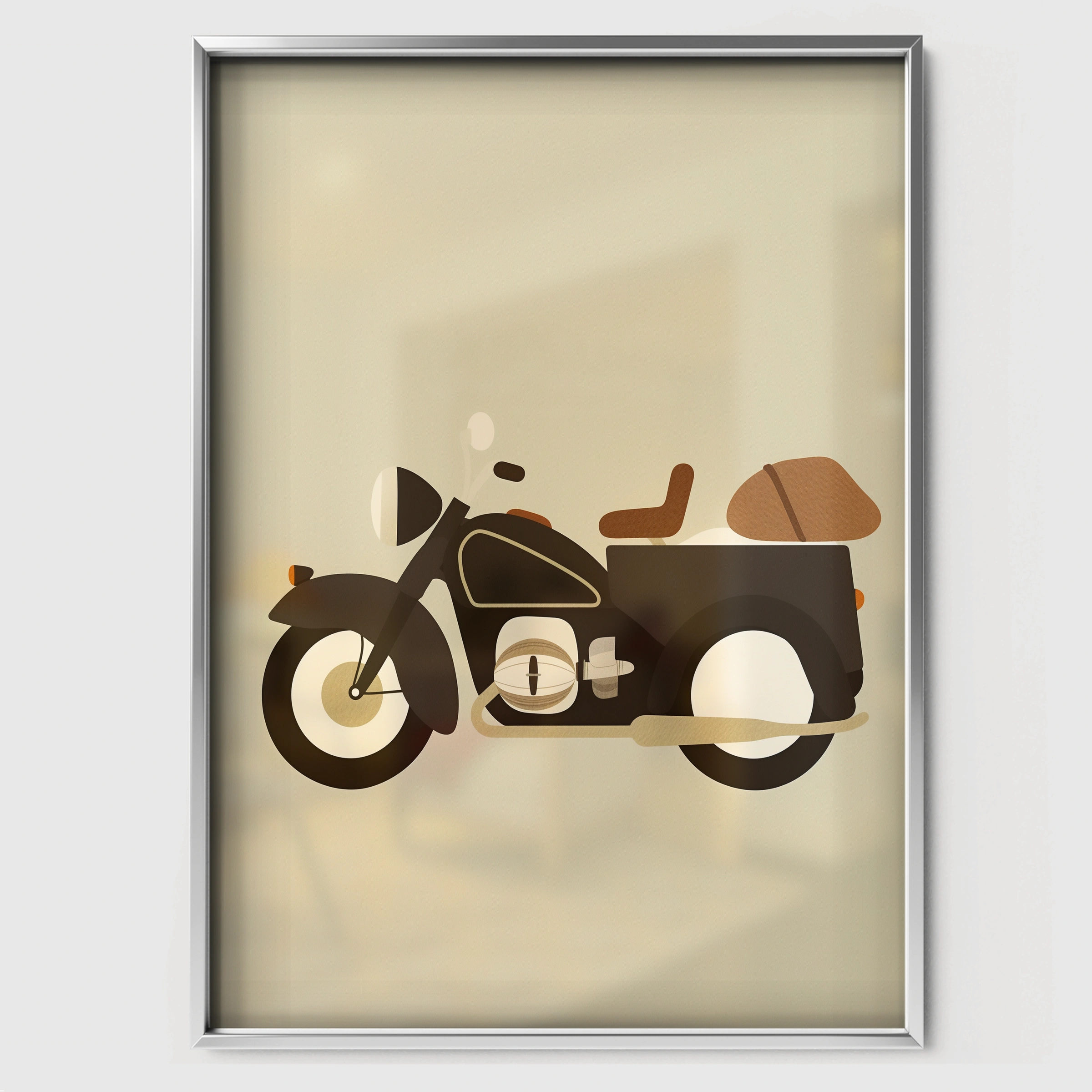 Vintage Motorcycle Nursery Print - white framed nursery wall art print