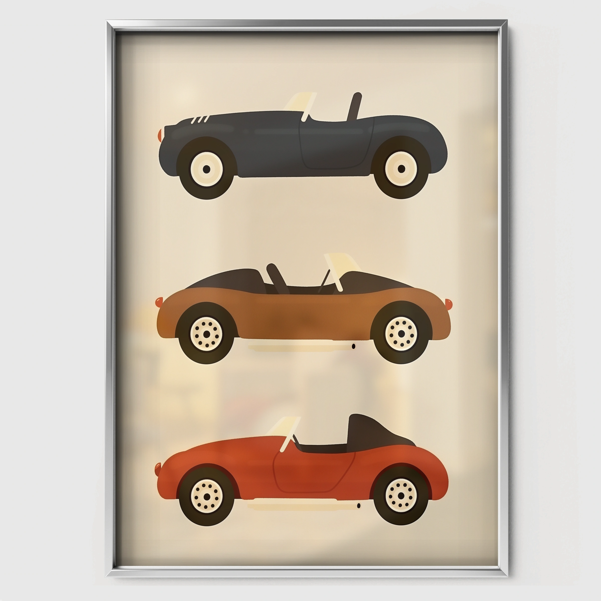 Vintage Sports Cars Nursery Print - white framed nursery wall art print