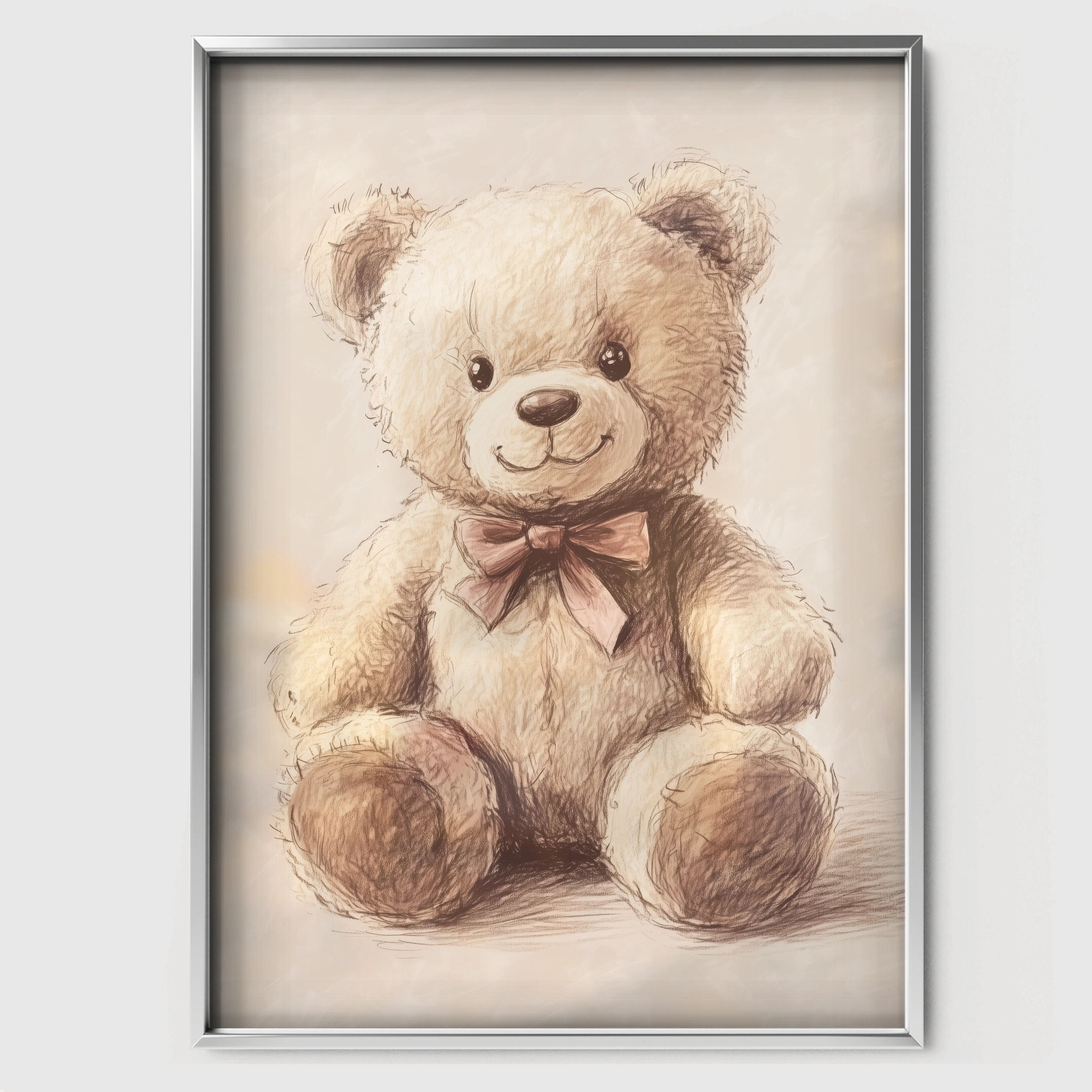 Vintage Teddy Bear Nursery Print - white framed nursery wall art print