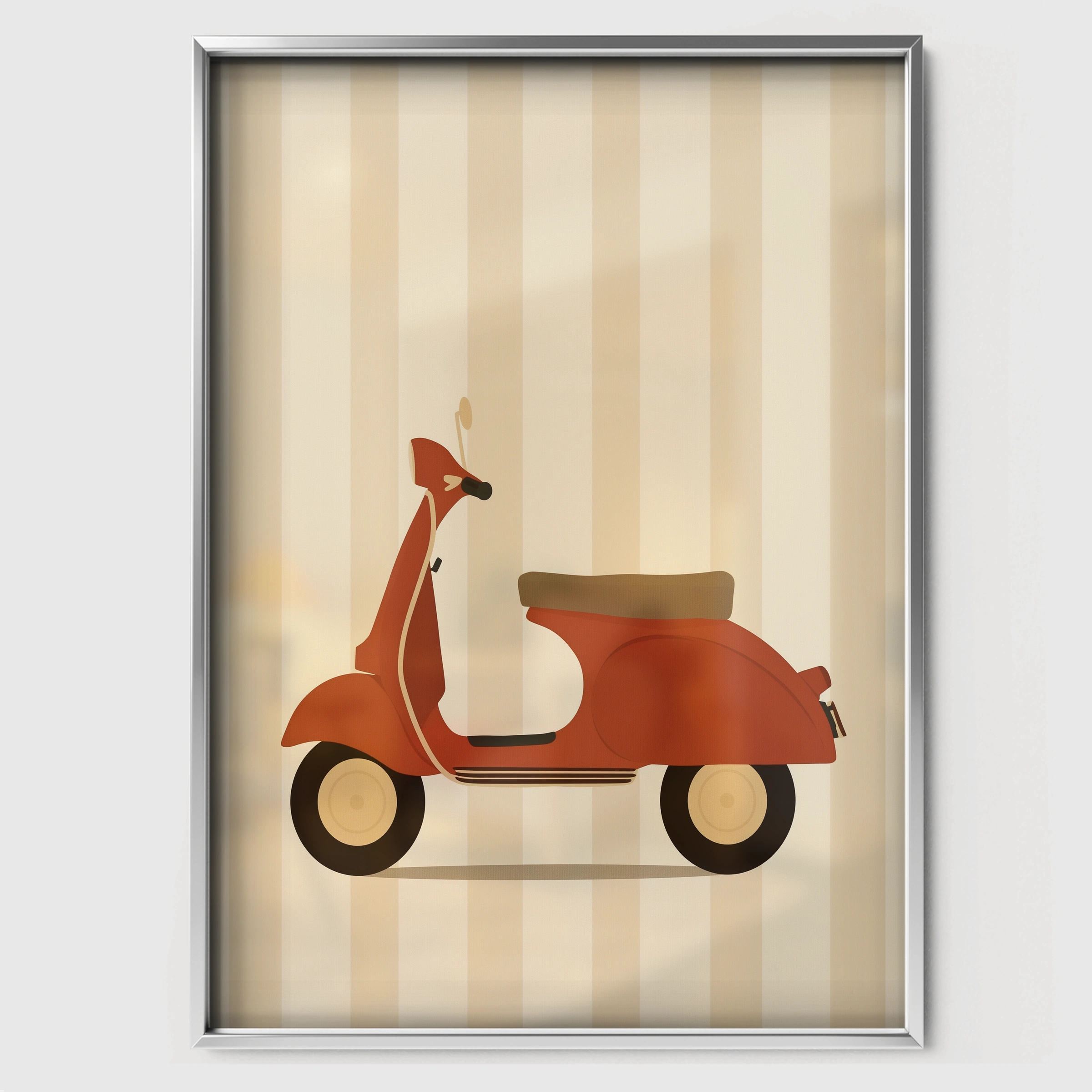 Vintage Vespa Nursery Print - white framed nursery wall art print