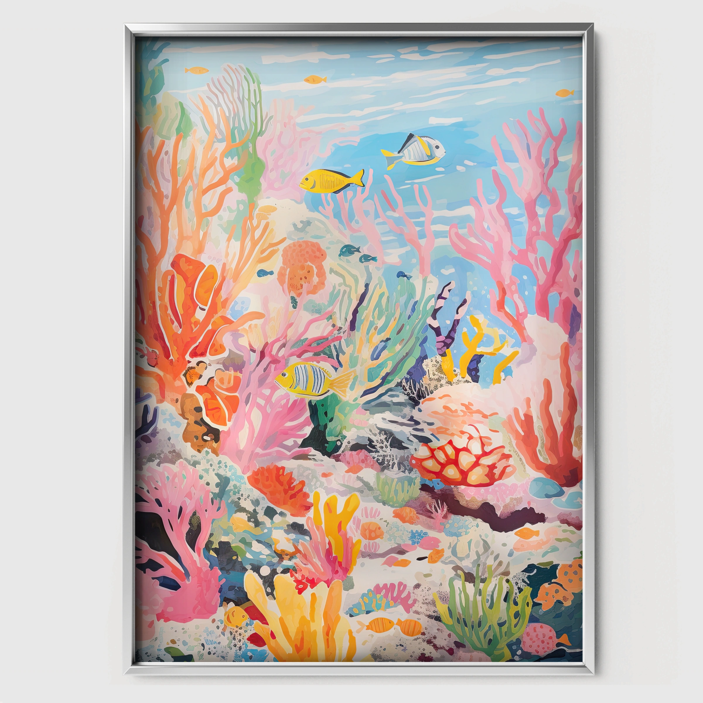 Vivid Coral Reef Nursery Print - white framed nursery wall art print