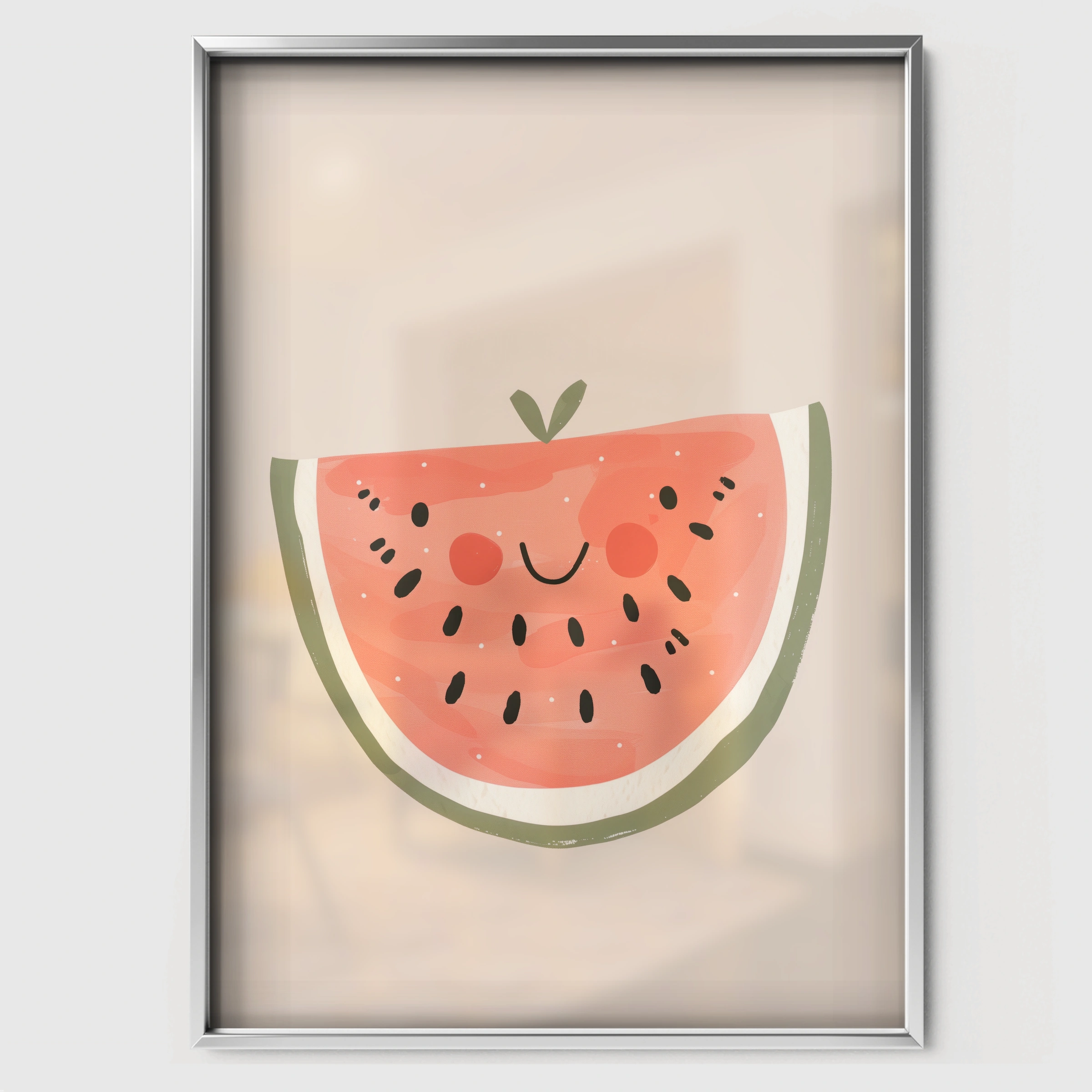 Watermelon Slice Nursery Print - white framed nursery wall art print