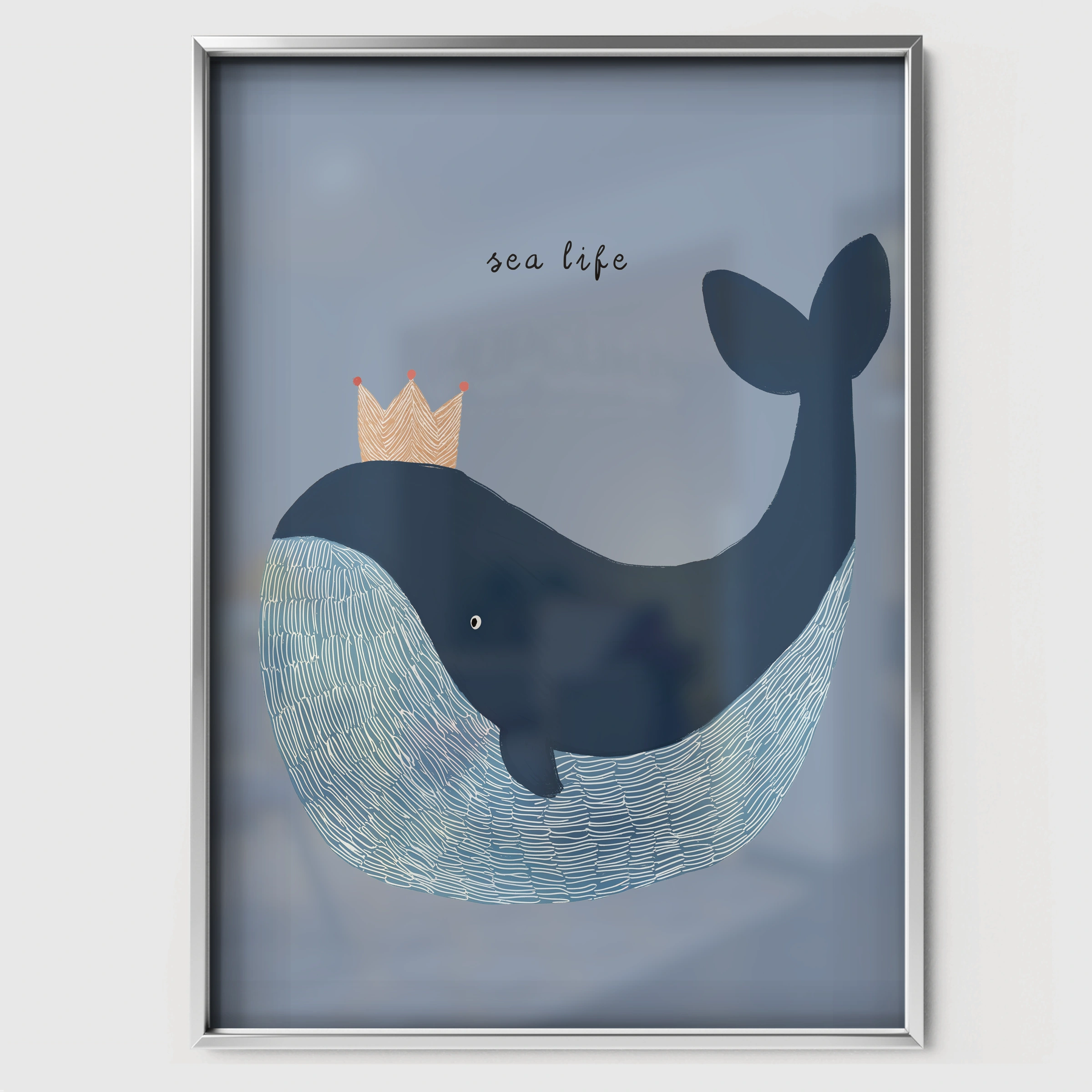 We Love You Whale Nursery Print - white framed nursery wall art print