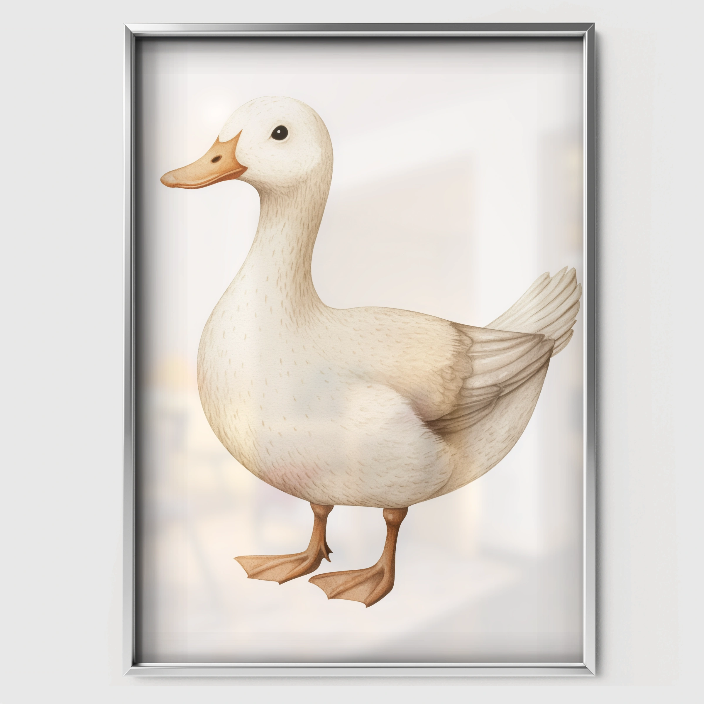 White Duck Nursery Print - white framed nursery wall art print
