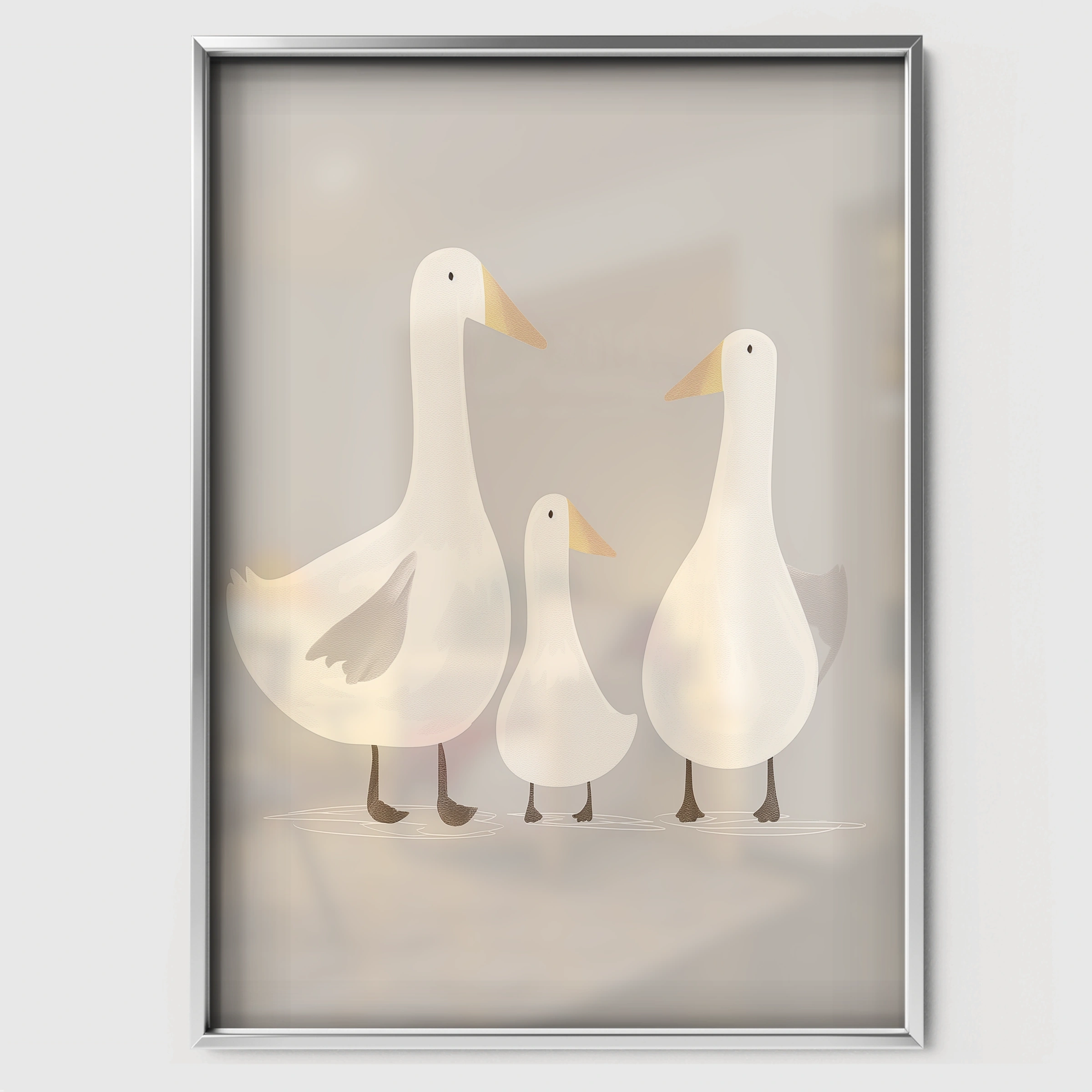 White Ducks Nursery Print - white framed nursery wall art print