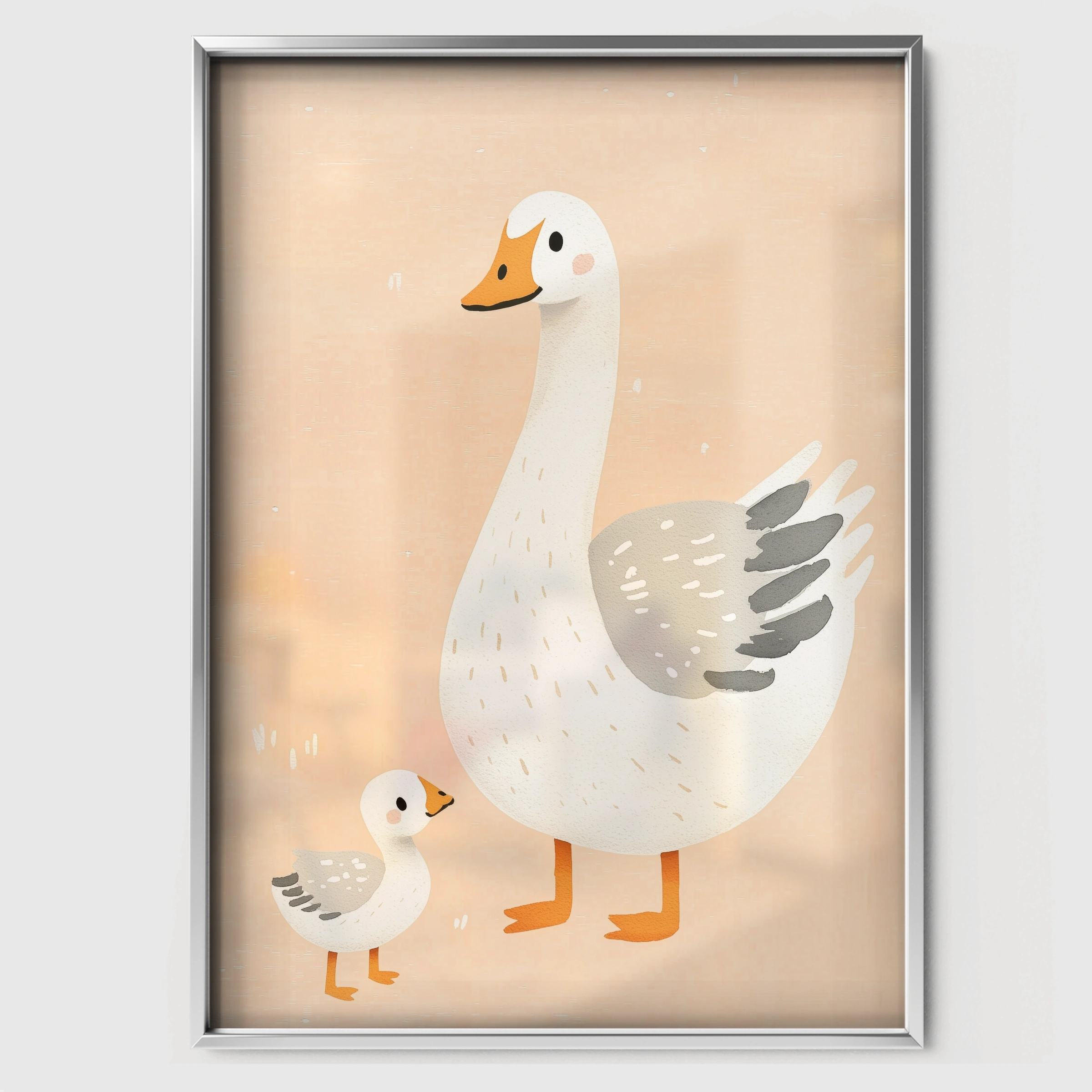 White Goose Nursery Print - white framed nursery wall art print